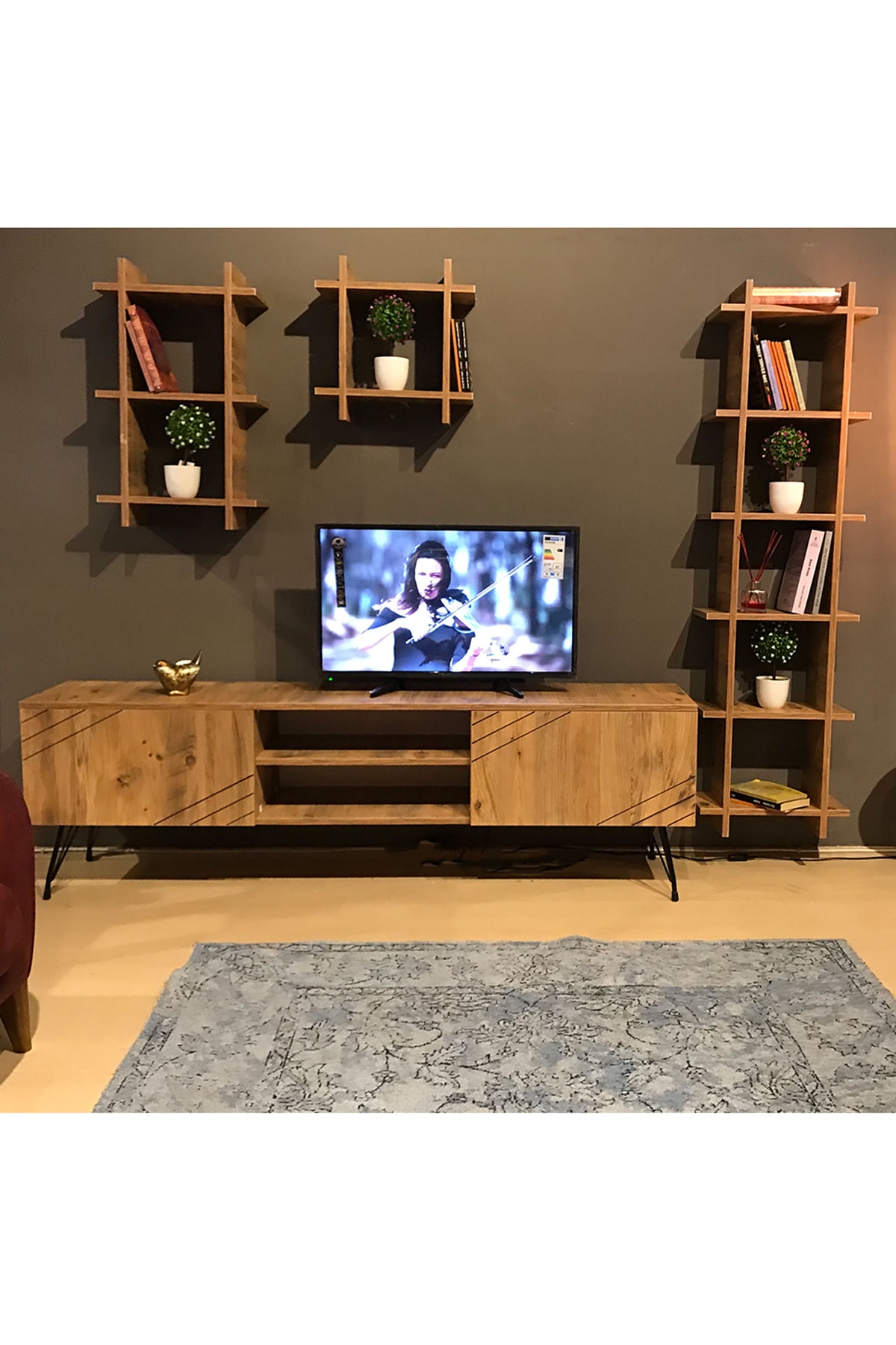 TEHOME Ceviz Kare Yat Tv Ünitesi 3050