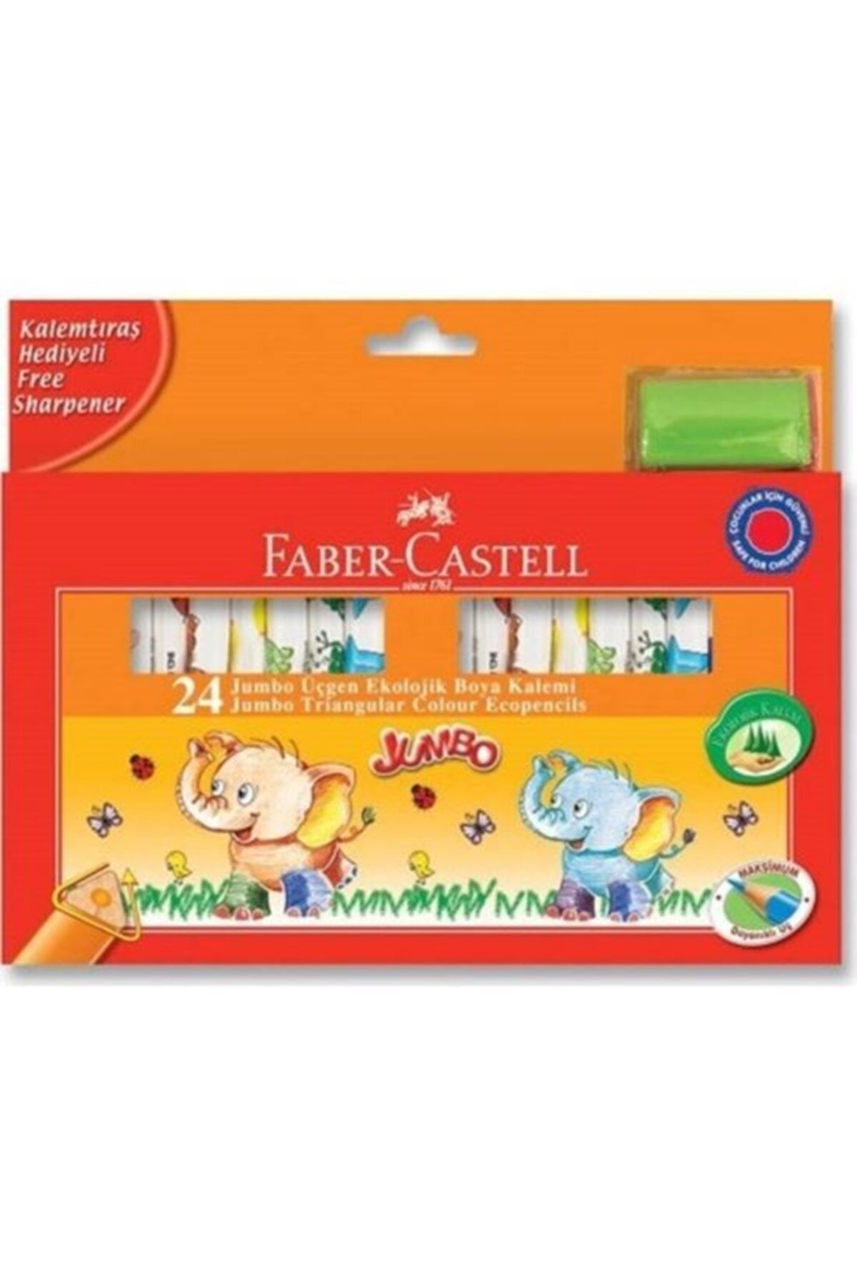 Faber Castell 24 Renk Jumbo Üçgen Ekolojik Kuru Boya Kalemleri