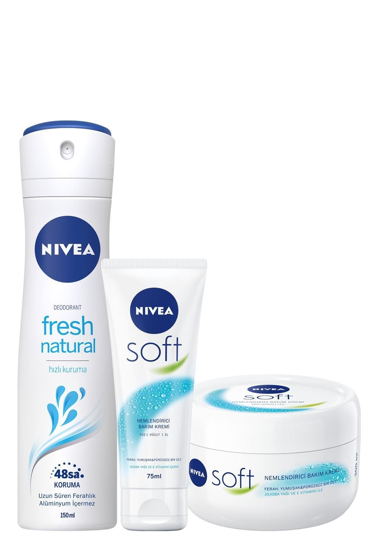Nivea Nıvea Soft 300 Ml + Fresh Kadın Deodorant Sprey 150 Ml + Soft 75 Ml