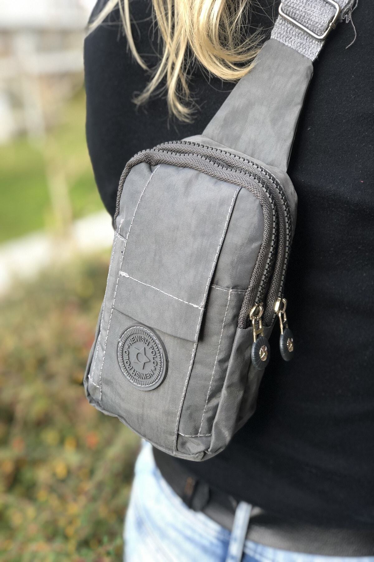 Bagzone Unisex Gri Kipling Kumaş Bel Çantası