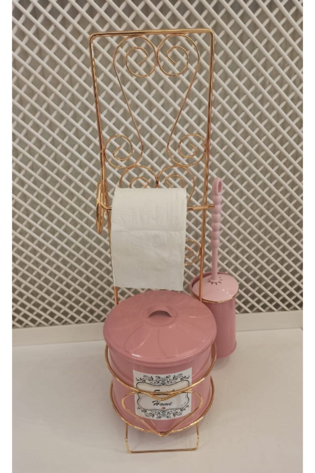 Zarif Home Gold Telli Wc'lik Seti Pembe