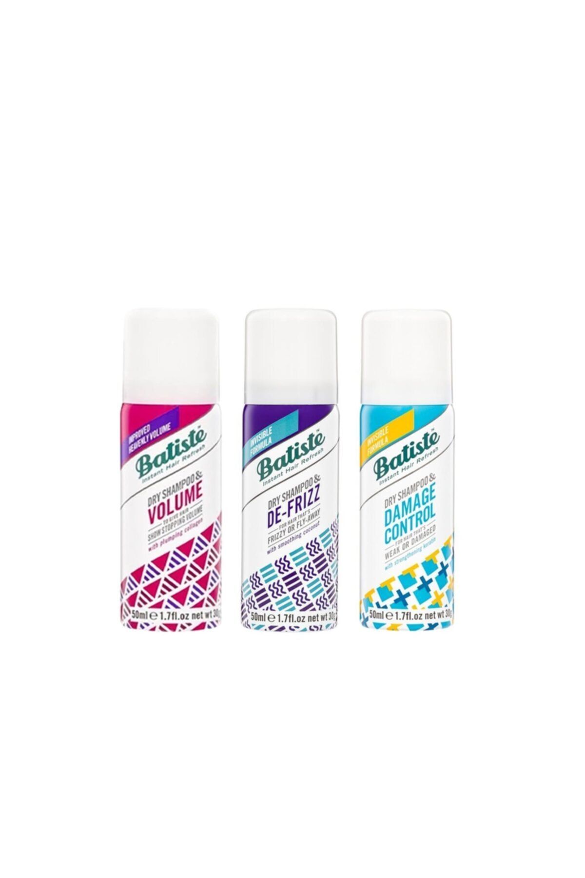 Batiste Hair Benefıts Volume Dry Shampoo 50 Ml+ De-frizz Dry Shampoo 50 Ml+ Damage Control Dry Shampoo 50 Ml
