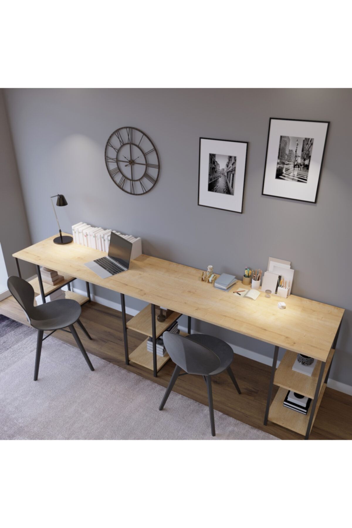 Milenyumshop Zehranur Çalışma Masası Meşe 270 X 72 X 60