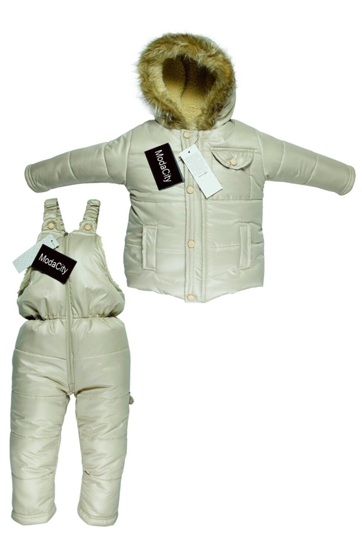 ModaCity Çocuk Sarı Welsoft Astronot Mont Salopet Takımlı Ve Kozmonot Tulumu Çocuk Kayak Tulumu
