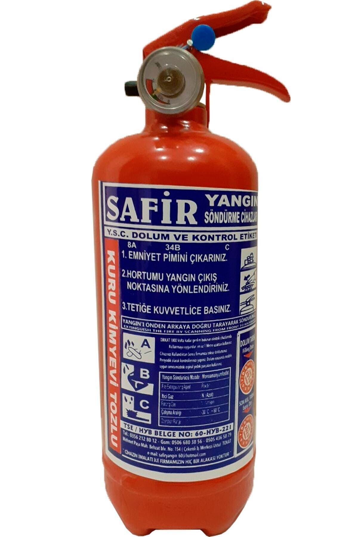 SAFİR Yangın Söndürme Tüpü 1 Kg - Araç Yangın Tüpü