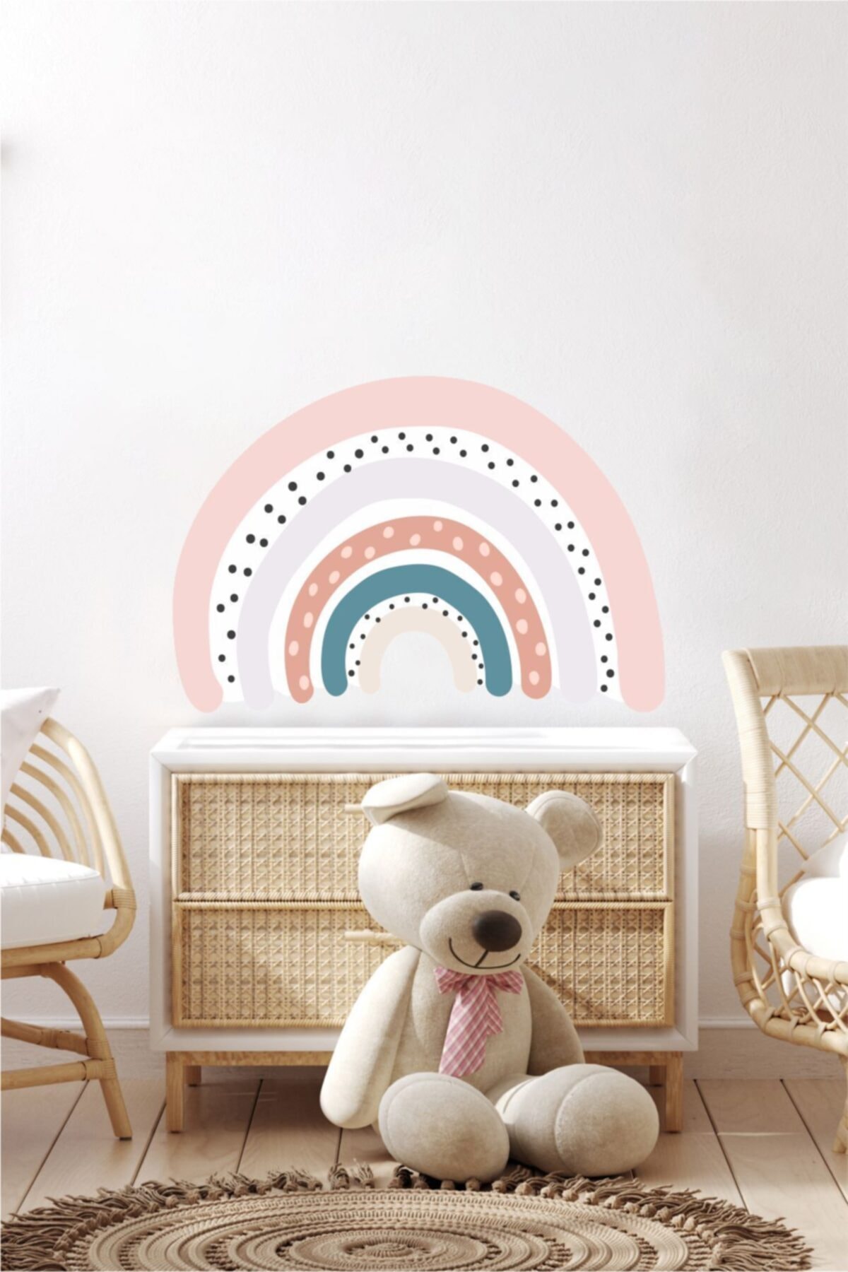 Piksel Grafik Pembe Soft Gökkuşağı Çocuk Odası Sticker