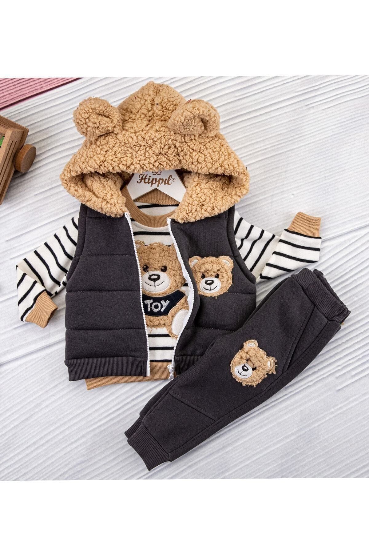 Hippıl Baby Welsoft Kulaklı Şişme Yelekli Unisex 3'lü Tarz Takım