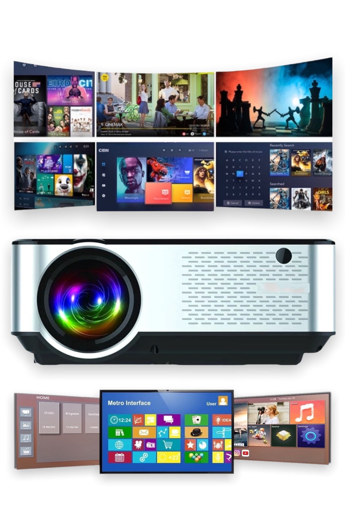MATEO Smart Tv, Netflix, Youtube, Android, Ios ,wifi&, Hd Projeksiyon Cihazı