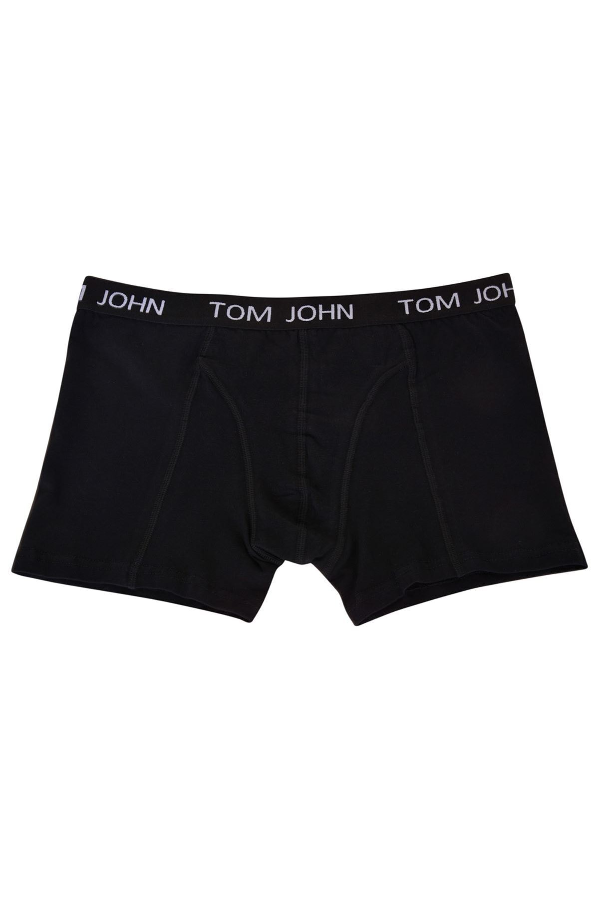 Tom John Siyah Erkek Boxer 5 Li Paket Likralı