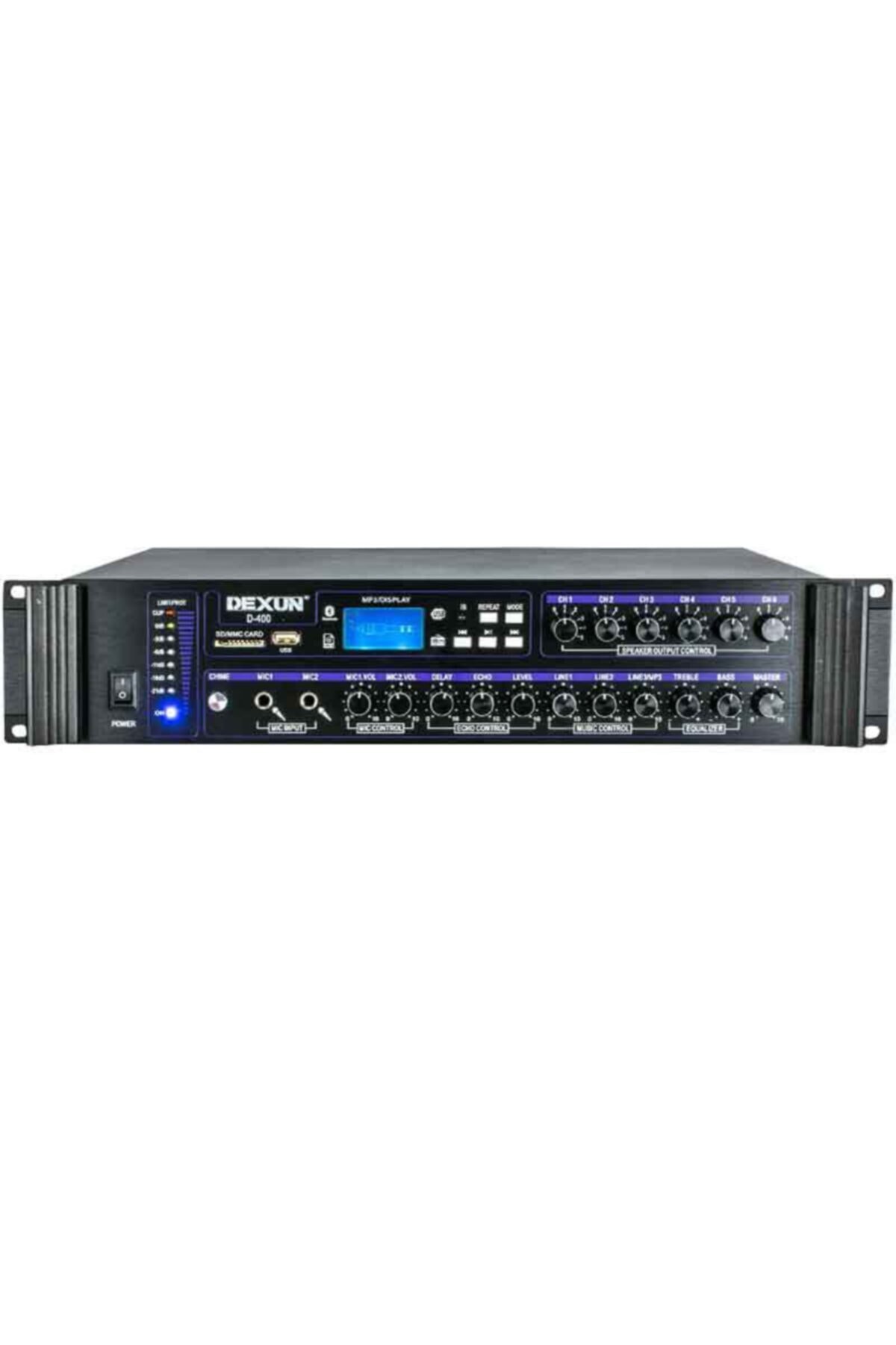 Dexun D-400 500 W 100v/70v/4-16 Ohm Usb/sd/bt 6 Bölgeli 3 Mik 3 Aux Girişli Trafolu Mıxer Anfi