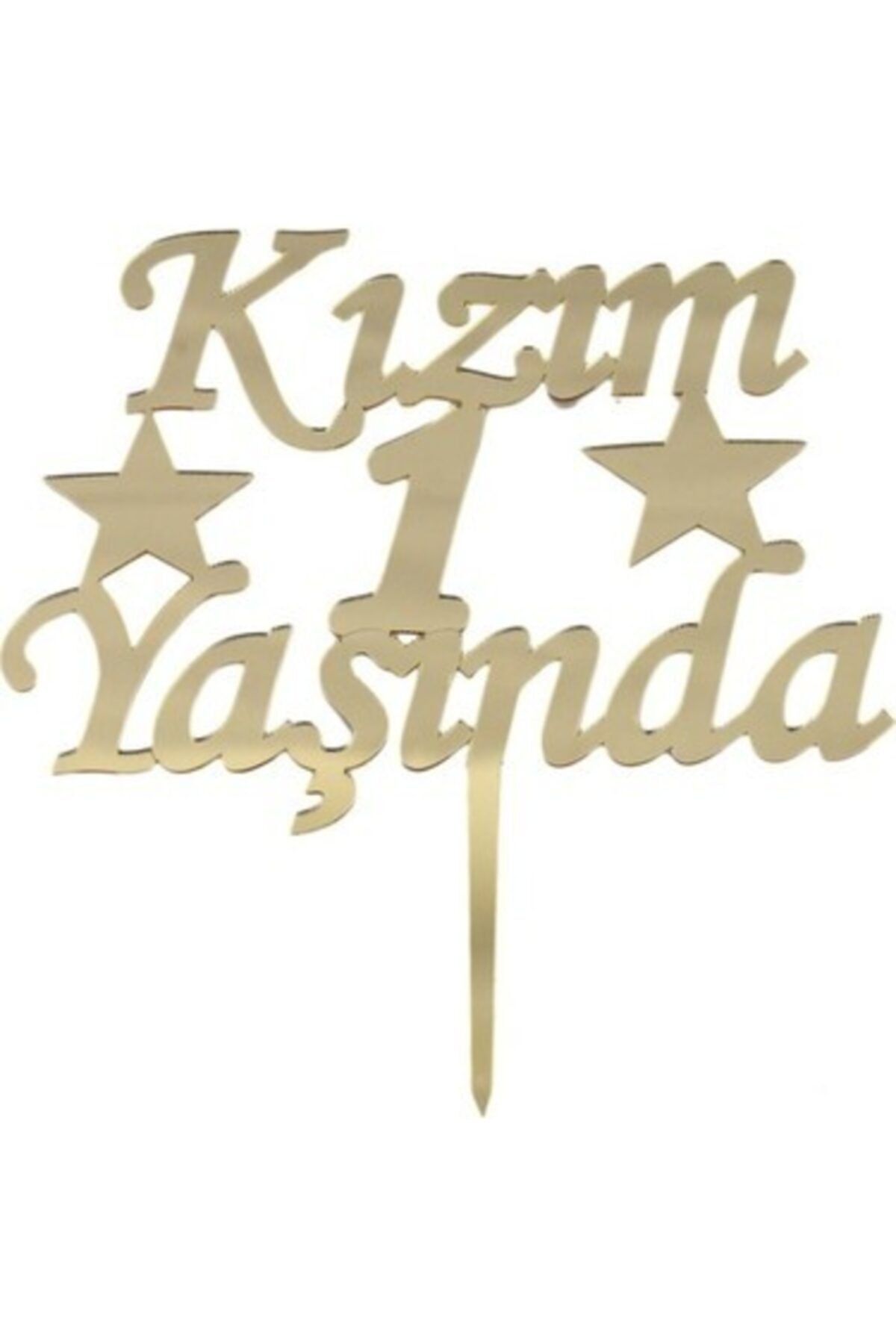 tugra ticaret Kızım 1 Yaşında İlk Yaş Doğum Günü Partisi Pleksi Pasta Süsü Altın Renk