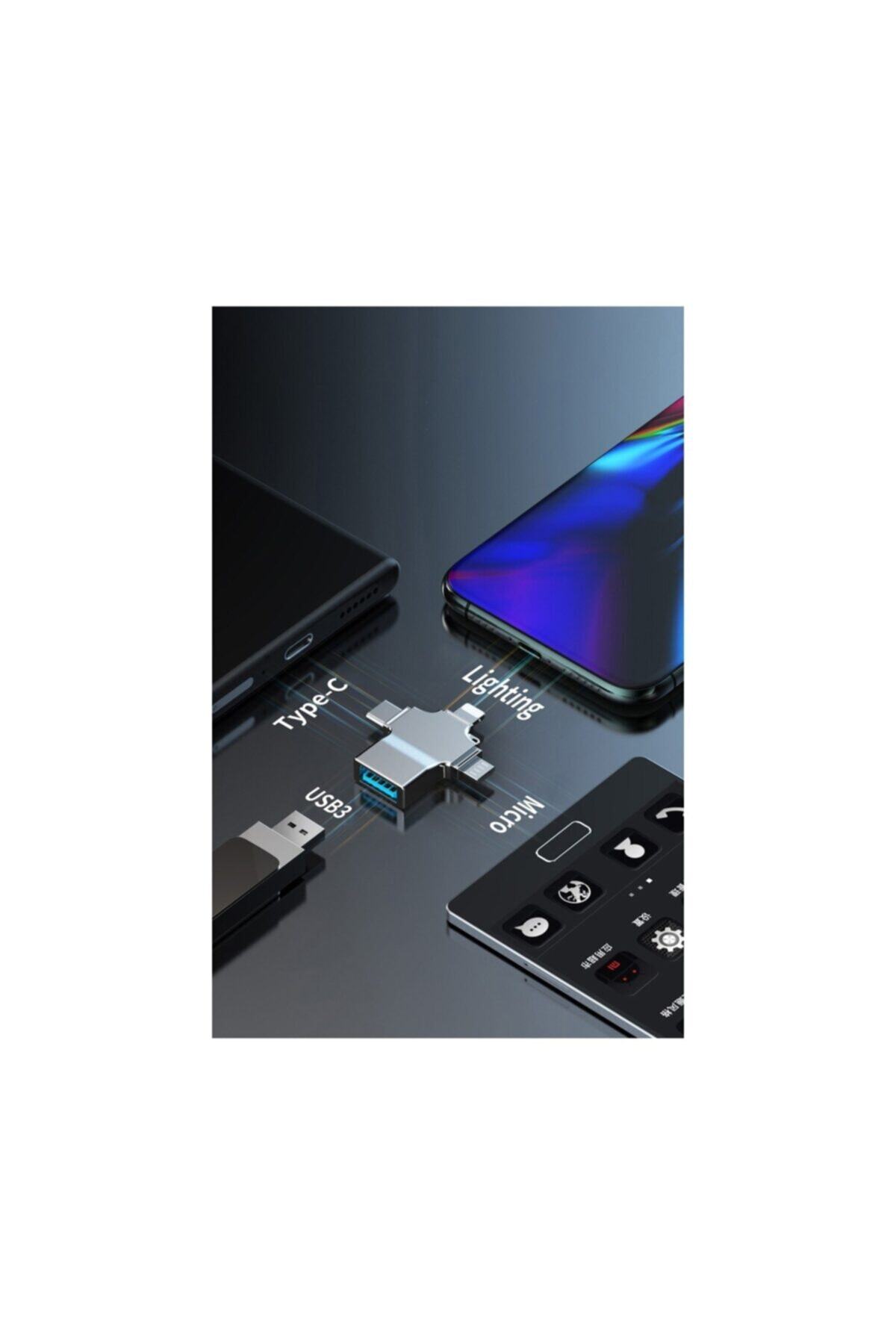 Daytona Hc04 Lightning-type-c-micro To Usb 3.0 Flash-apple-android Uyumlu Bellek Okuyucu Otg Adaptör