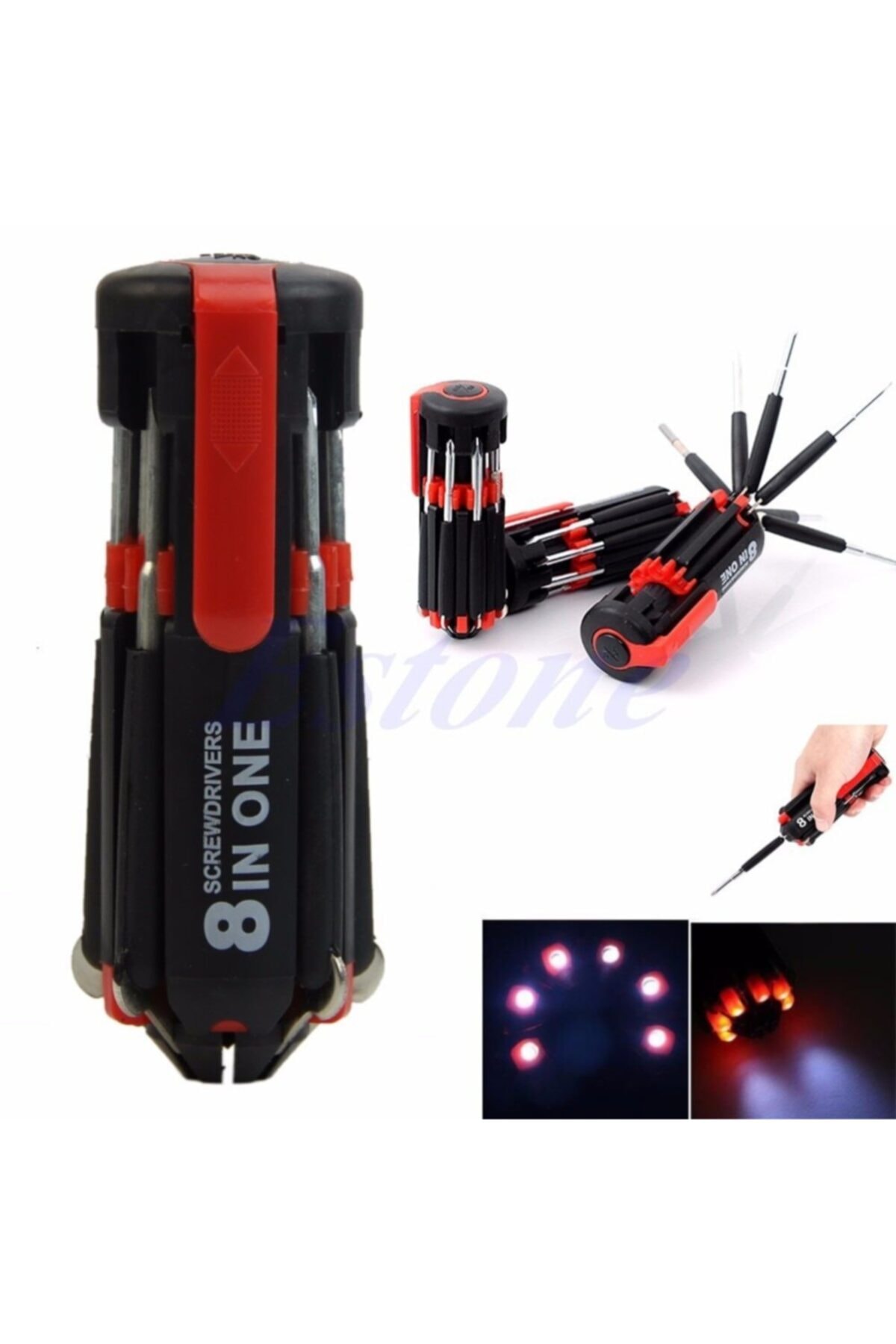 Aiwa 8'li Çok Işlevli Katlanabilir Tornavida Led Torcu