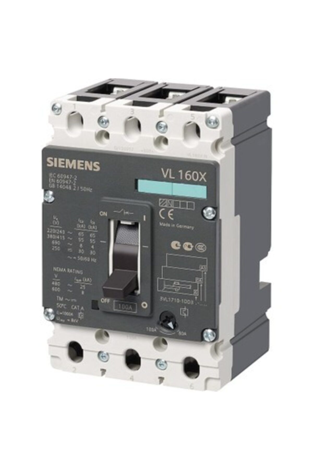 Siemens 3vl1708-1dd33-0aa0 Kompakt Tip Termik Manyetik Güç Şalteri 63-80a 3 Kutuplu