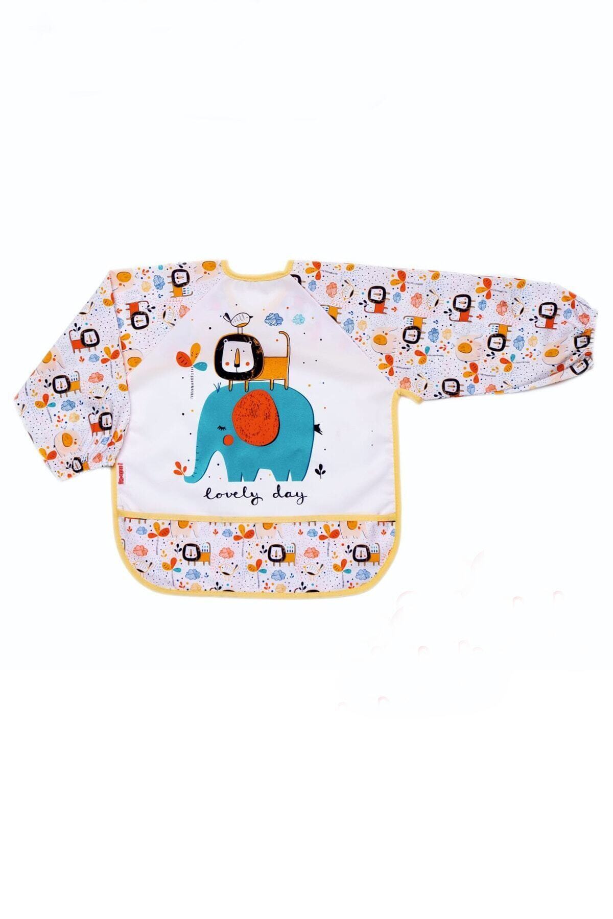 YUKOBABY Aslanlı Uzun Kollu Bebek Mama Önlüğü