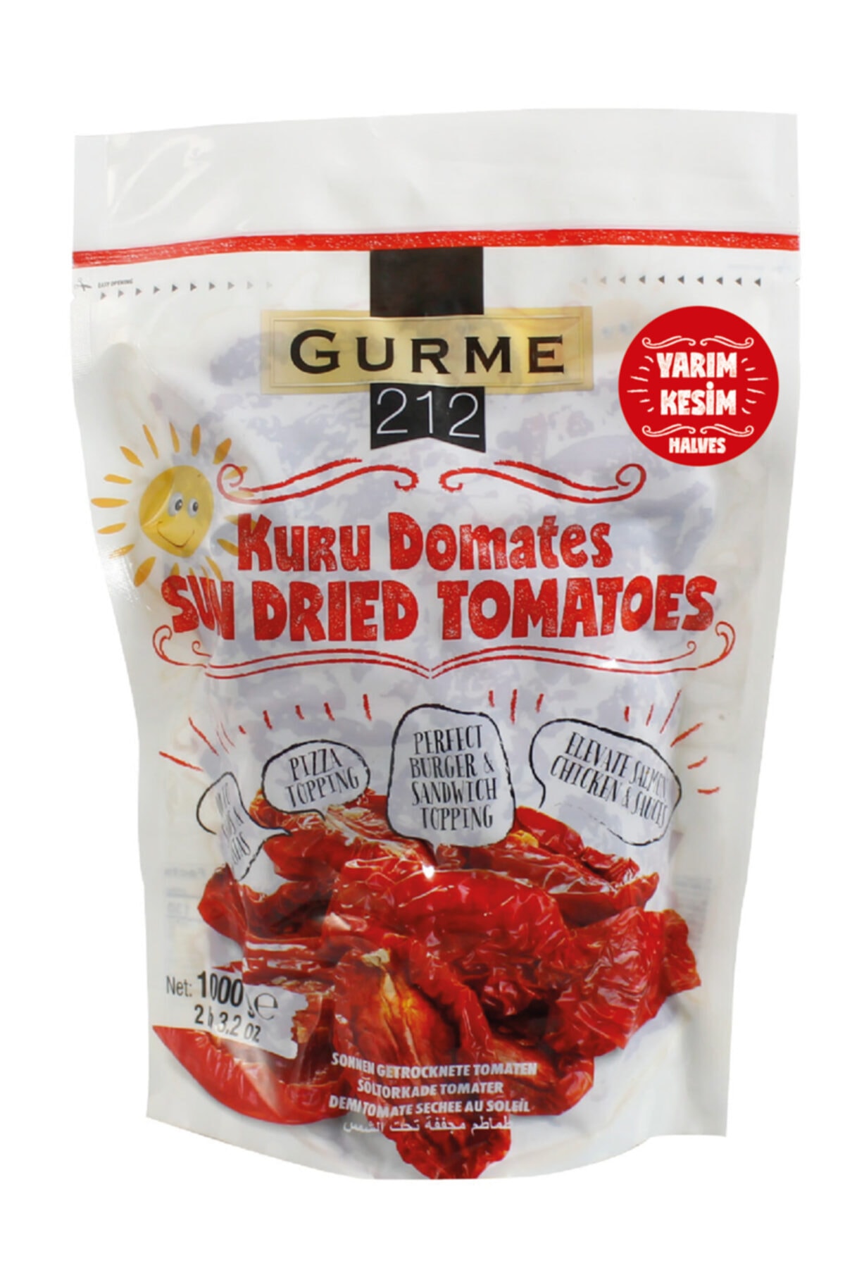 Gurme212 Naturel Güneşte Kurutulmuş Domates, Yemeğe Hazır, Yarım Kesim (1 Adet X 1000gr)