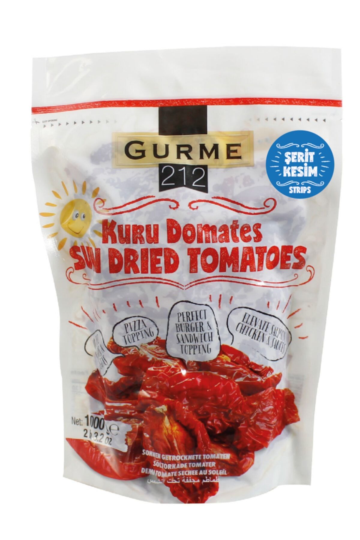 Gurme212 Yemeğe Hazır Şerit Kesim Kuru Domates (güneşte Kurutma) (2 Adet X 1000gr)