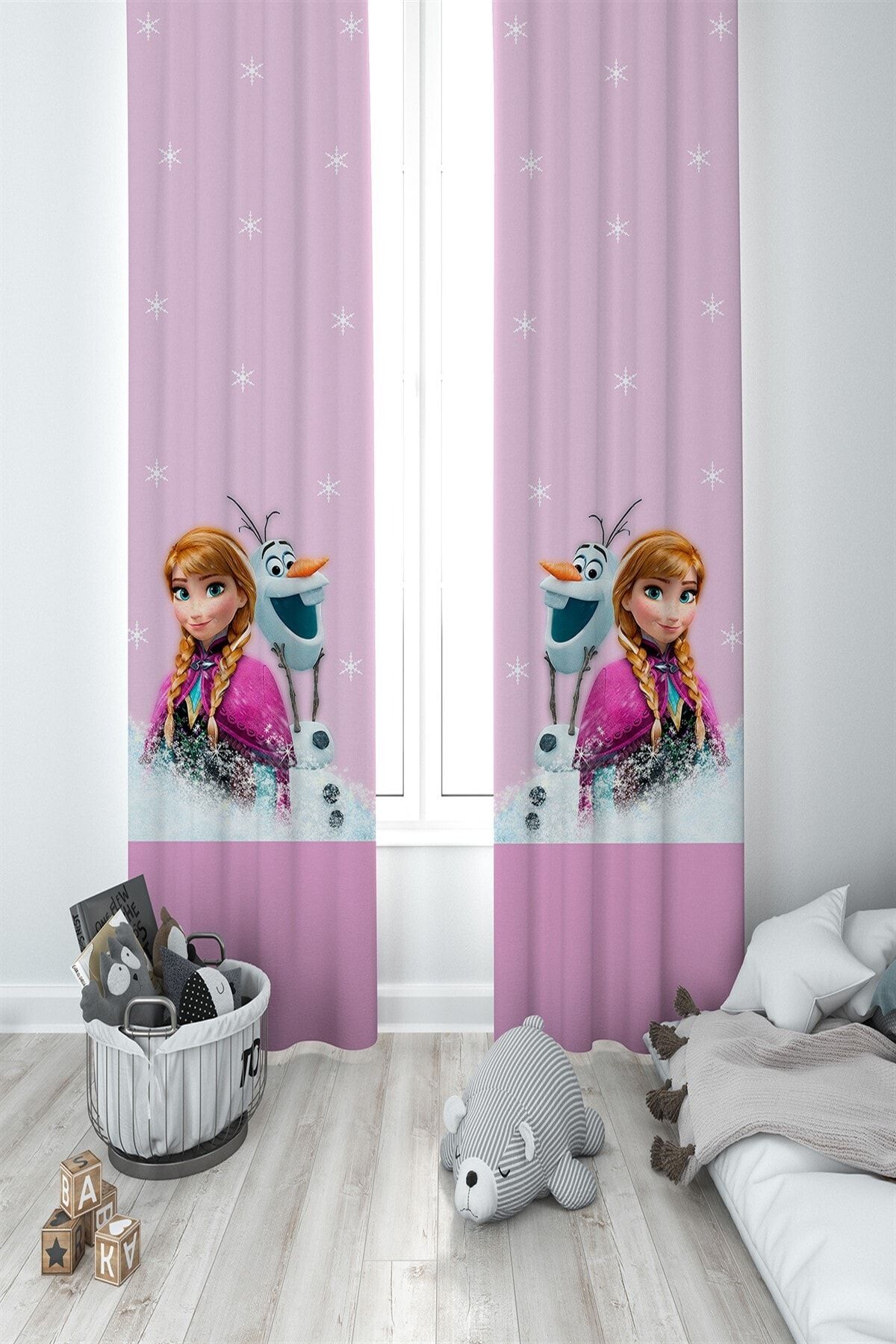 MEKTA HOME Kız Çocuk Pembe Elsalı Ve Bebek Odası 2 Kanat Fon Perde Mkt-004