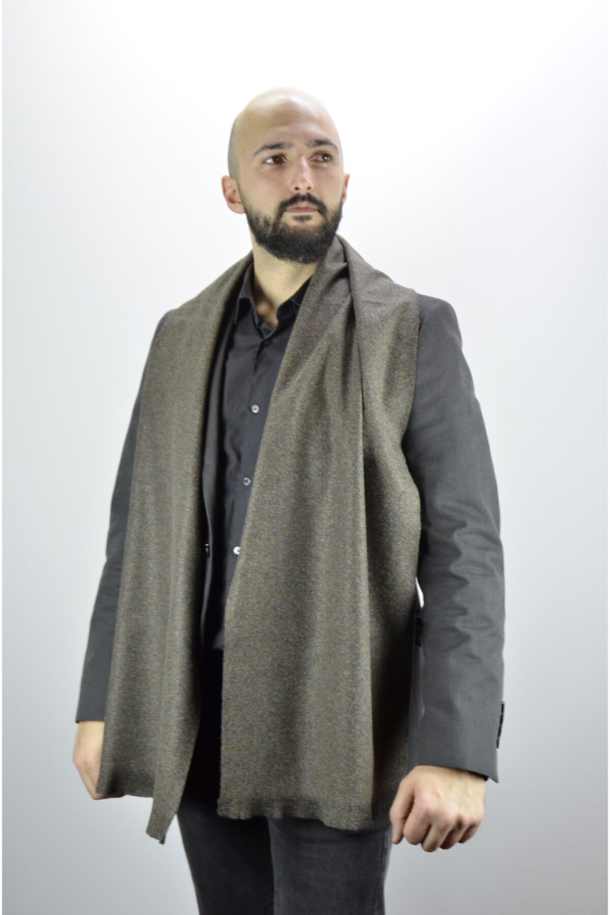 moda kaşkol Moda Çağla Yosun Kaşmir Doku / Melanj Dokuma Atkı