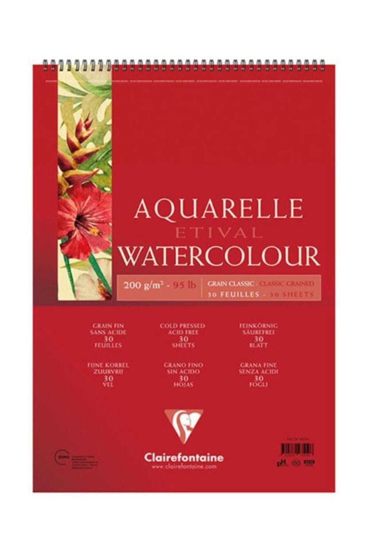 Clairefontaine Etival Classic Suluboya Blok A4 Üstten Spiralli 300 gr. 30 Yaprak