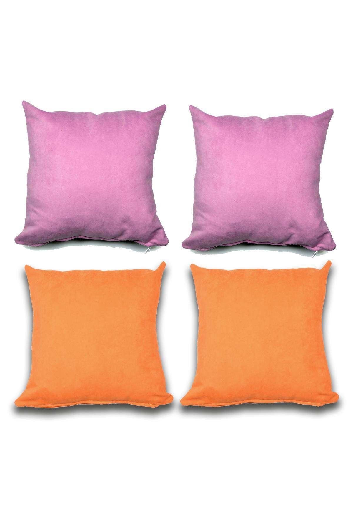 Royaleks 4 Adet Süet Kırlent Minder Kılıfı 40x40cm Lila Portakal