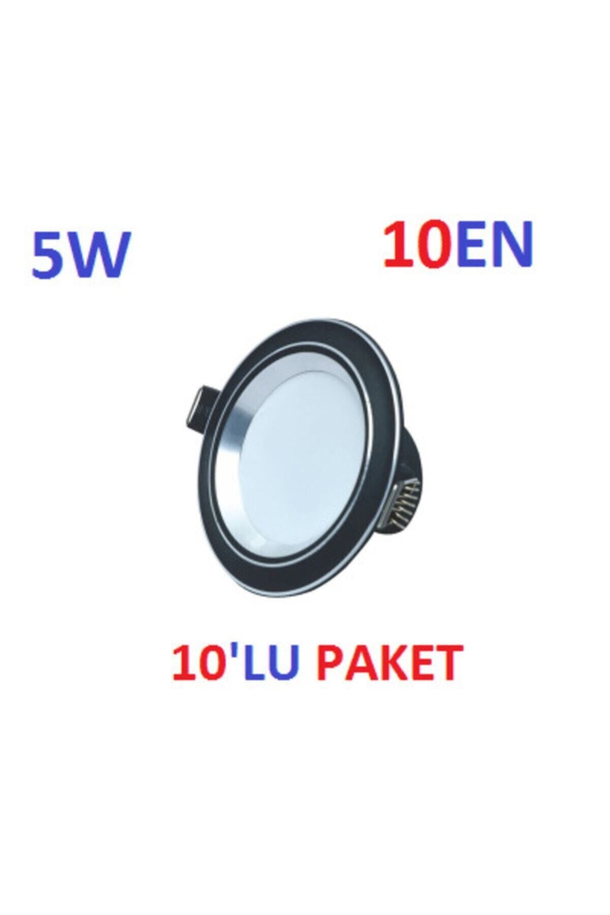 10EN 5w Sıva Altı Siyah Kasa Led Downlight Spot Beyaz Işık 10'lu Paket