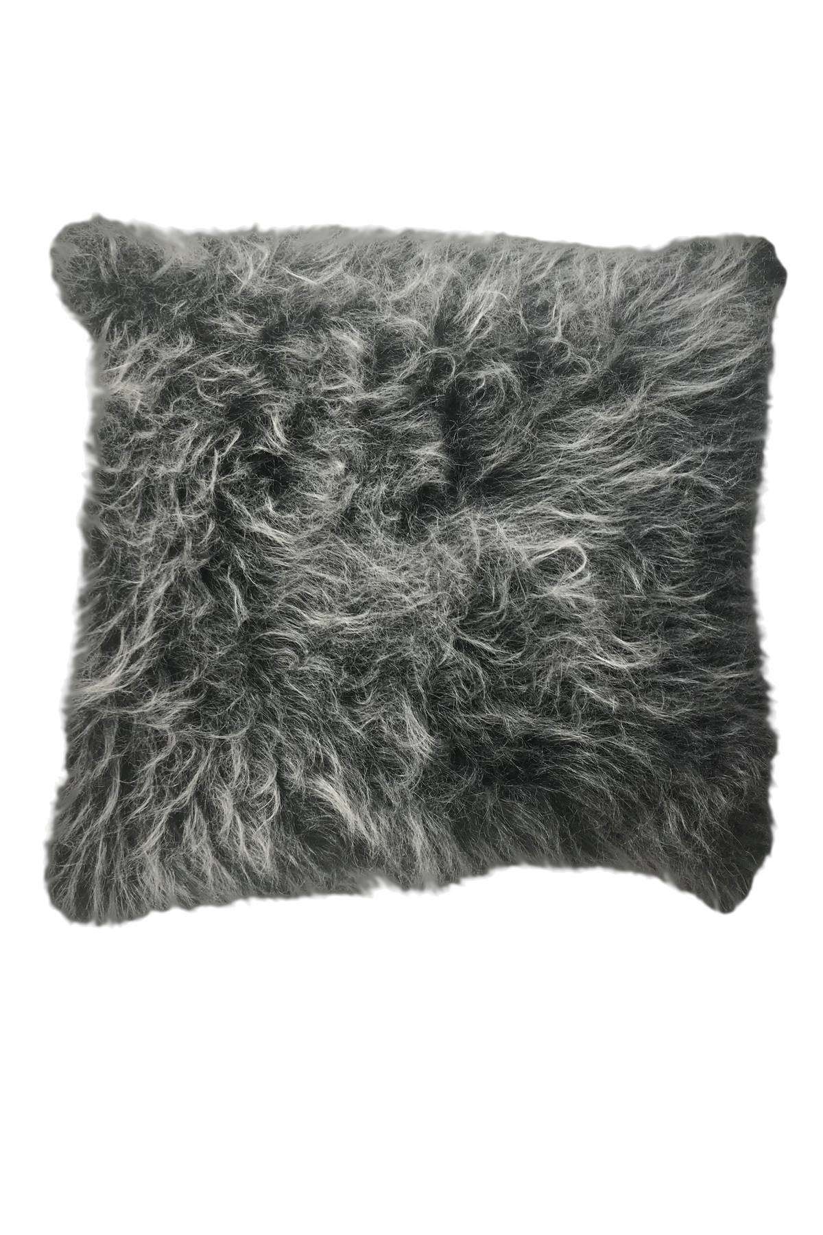 Royaleks Uzun Tüylü Peluş Lüks Salon Kırlent Minder Kılıf 52x52 Gri