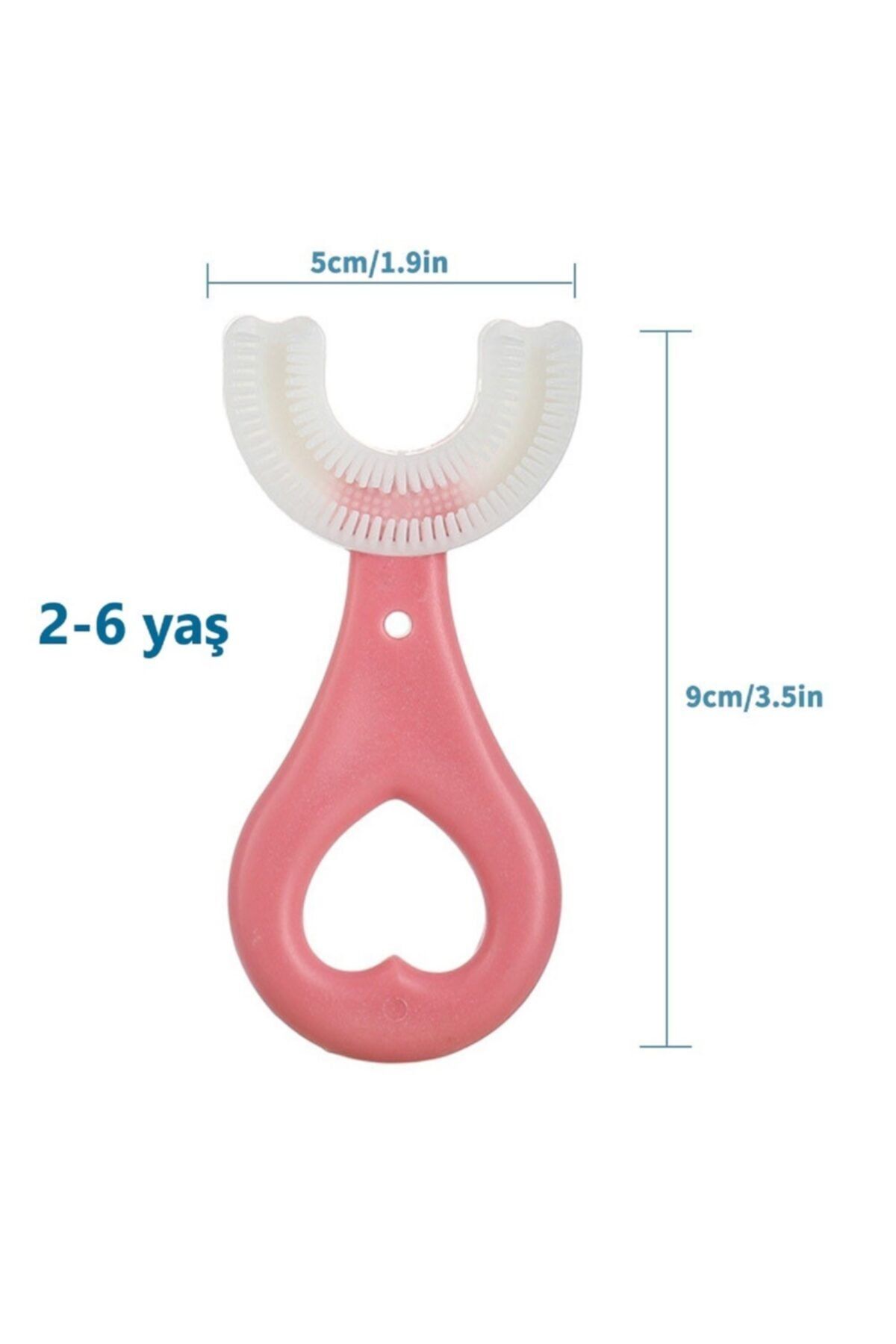 kidshome U Şekilli Yumuşak Silikon Bebek Diş Fırçası 2-6 Yaş Pembe Renk