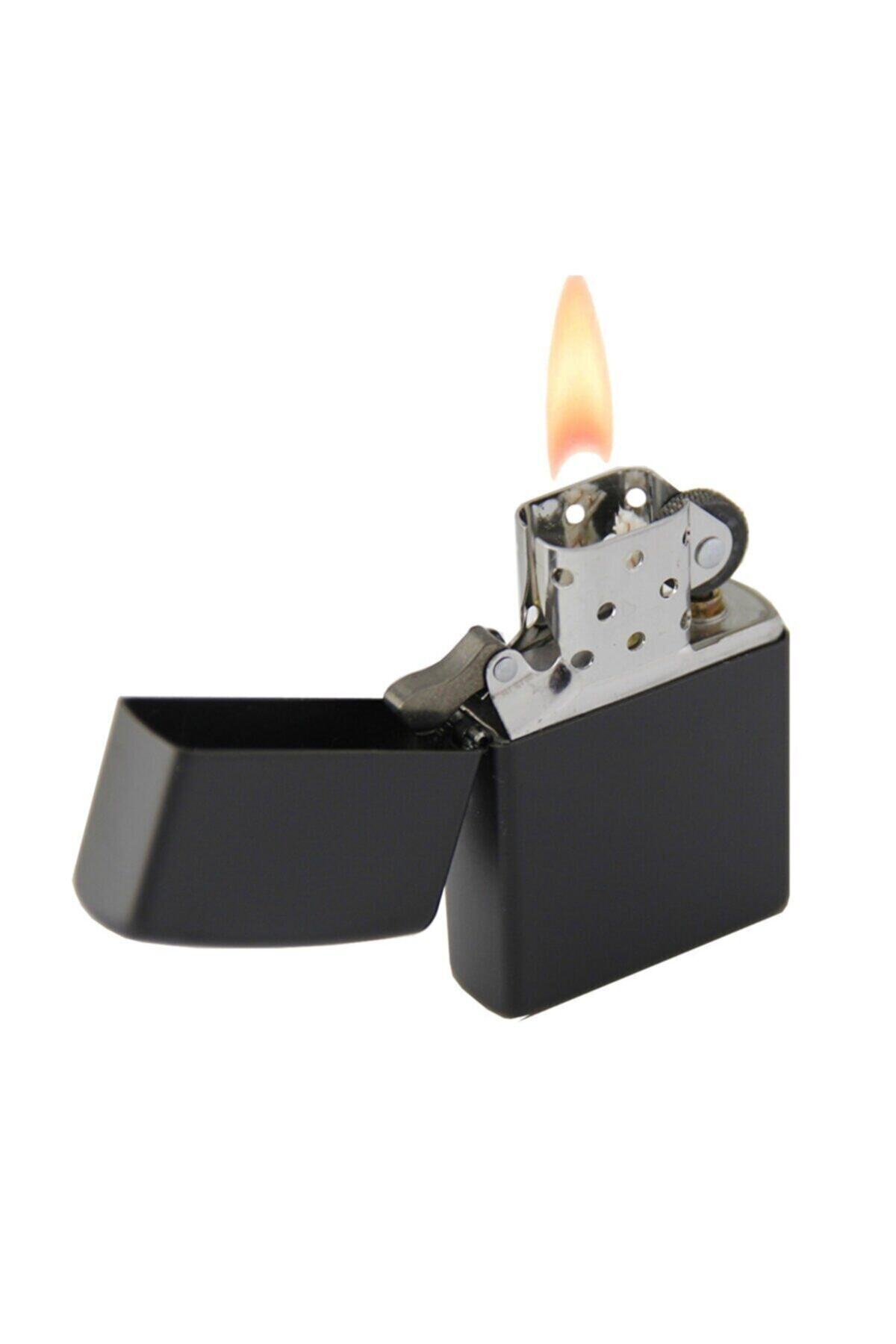 OSMANLI HEDİYELİK Zippo Tarzı Benzinli Siyah Çakmak