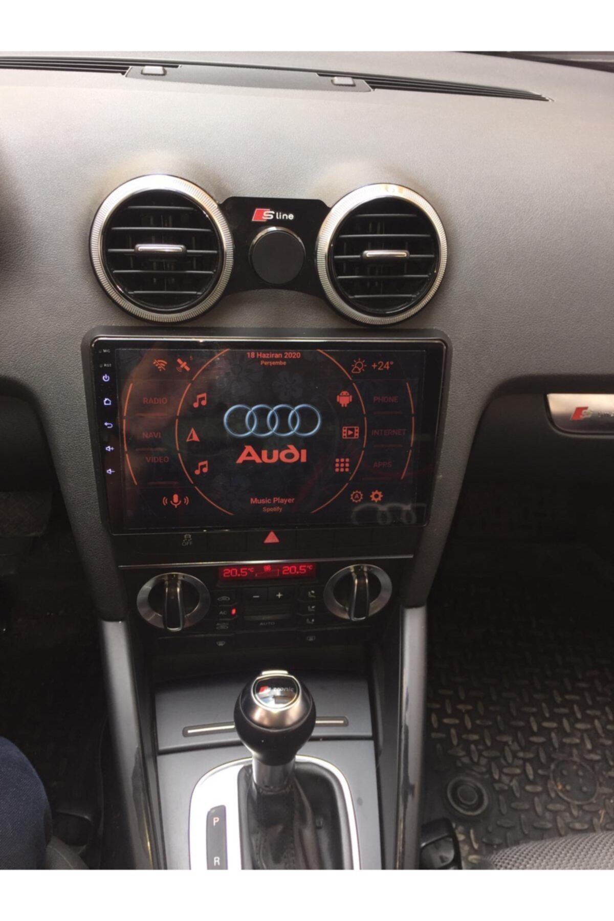 Universal Audi A3 8p Sline Pleksi Glass Siyah Mıknatıslı Telefon Tutucu 2004-2012 Model Uyumlu