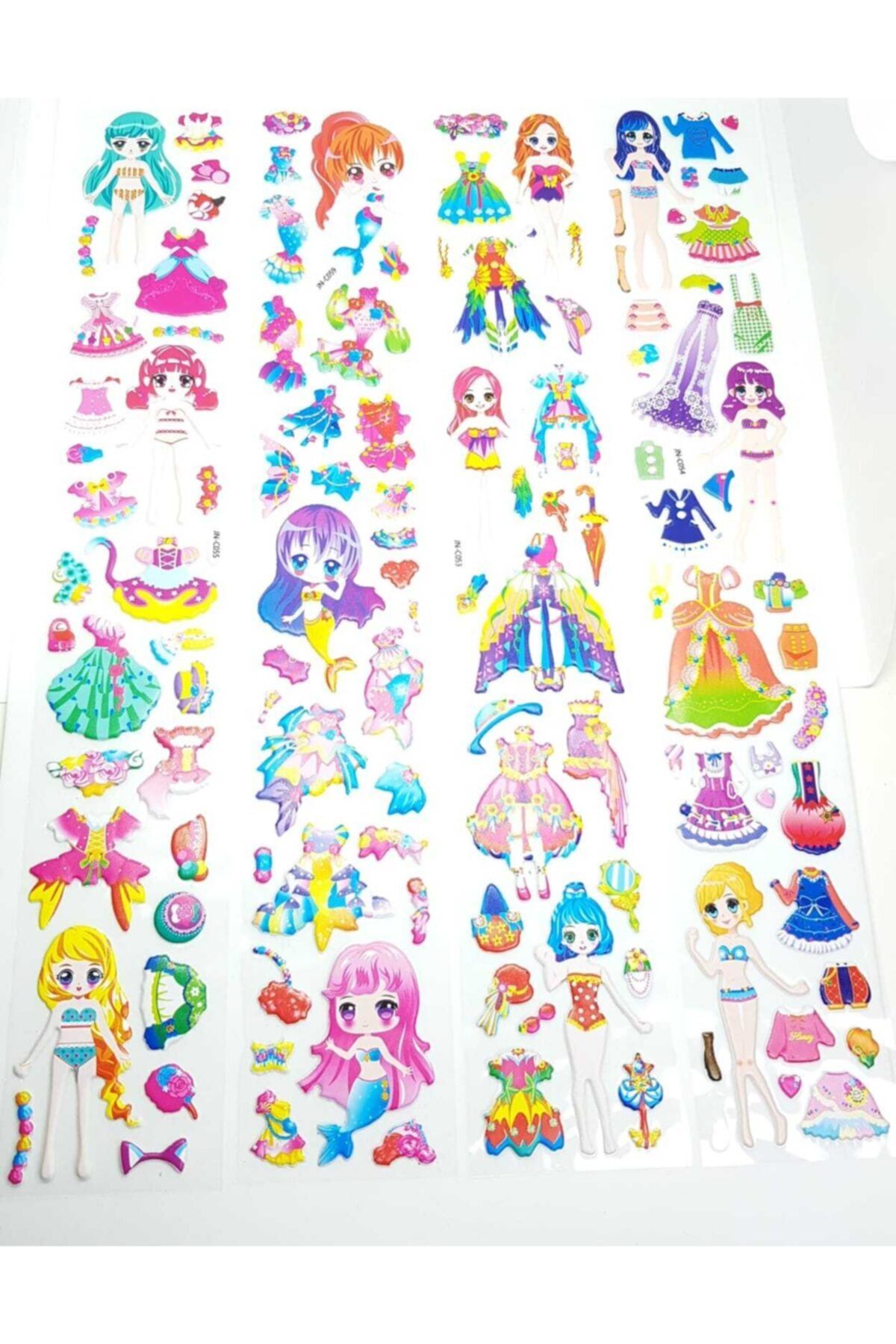 TUNA TAKI & AKSESUAR Giysi Giydirme Etiketi Sticker Kabartmalı 4'lü Set. Rengarenk Kıyafetler