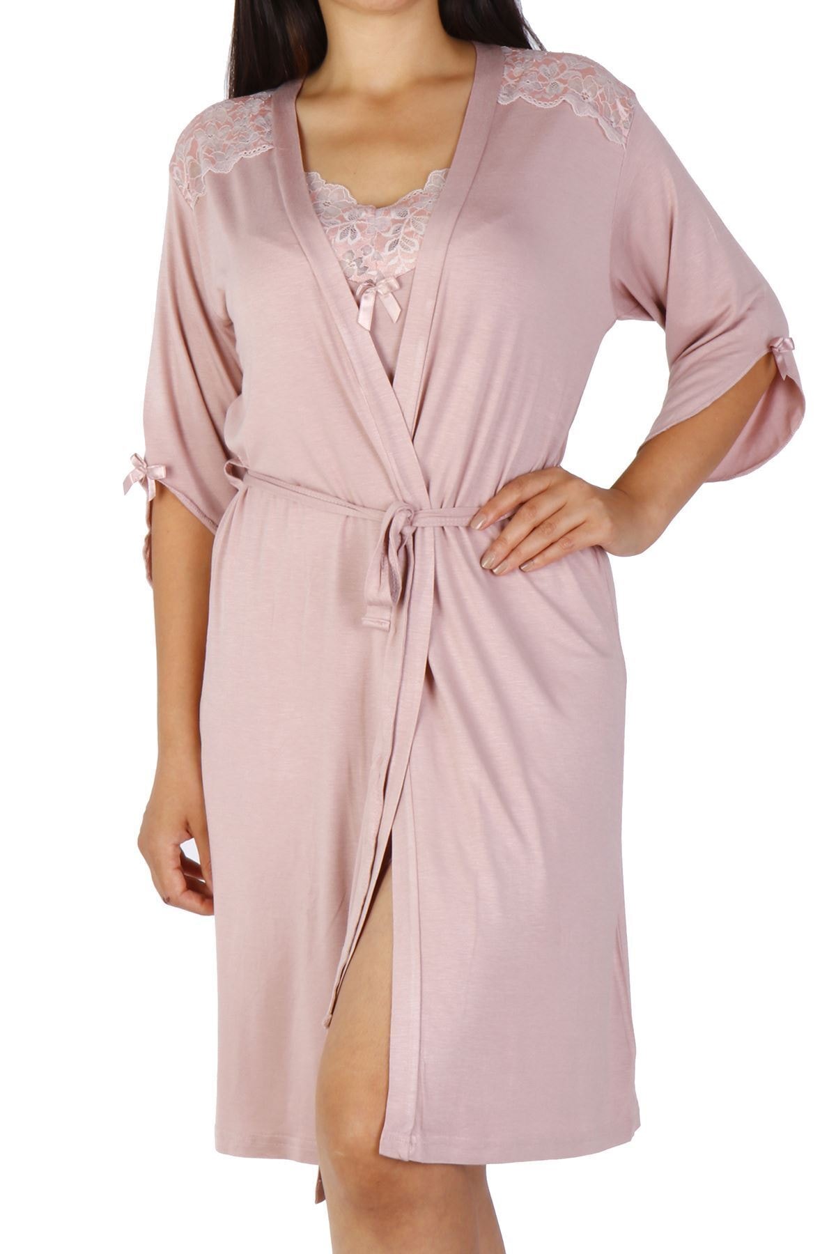 Nicoletta Vizon Kadın Tunik Sabahlık Ip Askılı Viskon