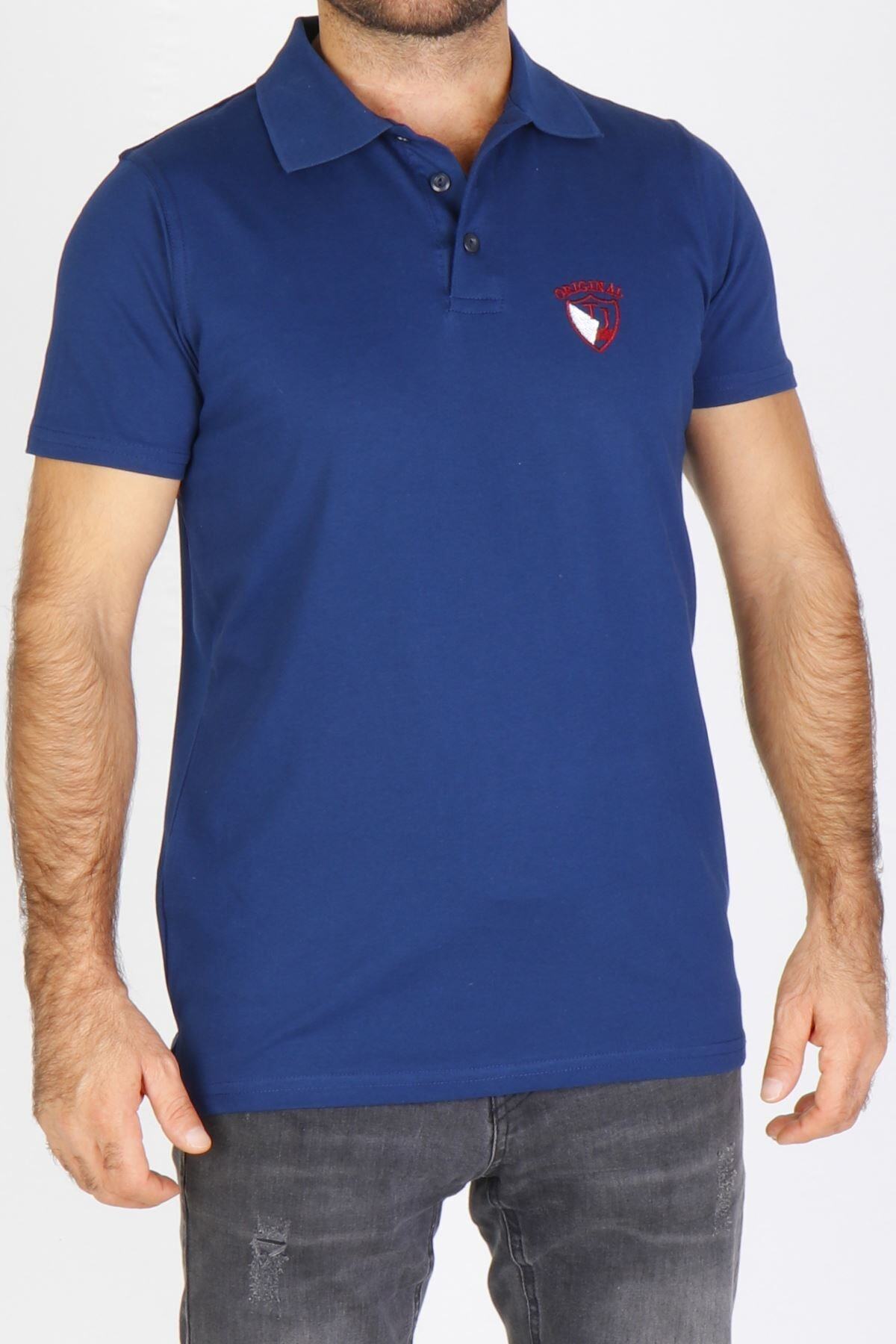 Tom John Indıgo Erkek Polo Yaka Kısa Kollu T-shirt