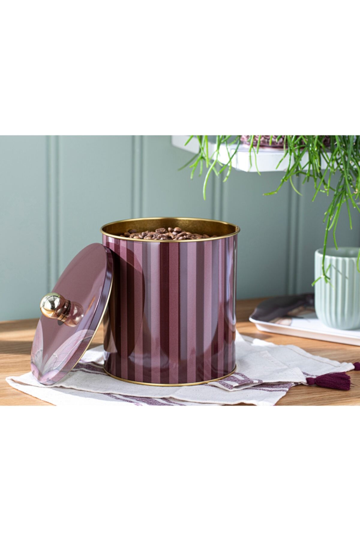 English Home Circle Metal Saklama Kabı 14x15 Cm Bordo