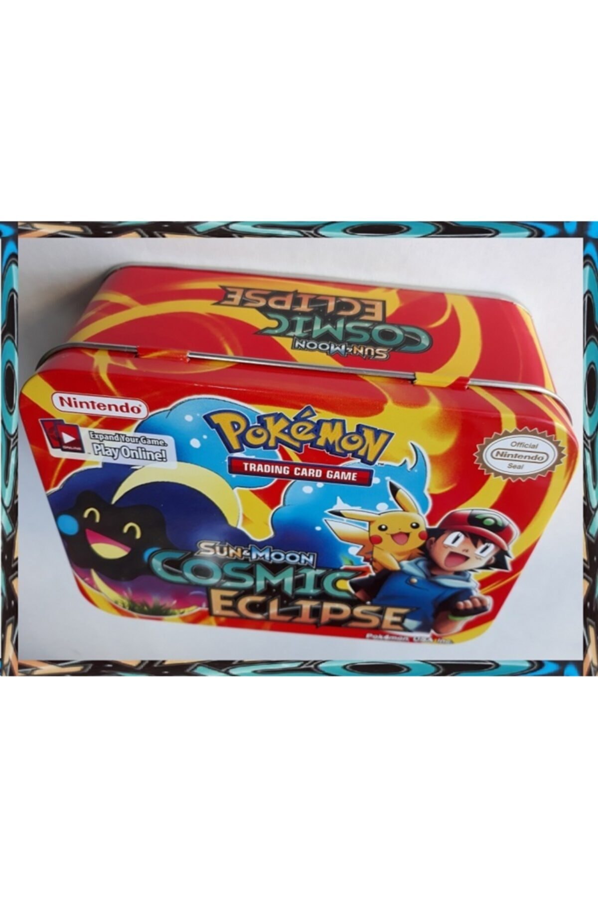 OYUNCAKSAHİLİ Pokemon Go Sun V Moon Cosmic Eclipse Oyun Kartı Metal Box Nintendo Kart Krmz
