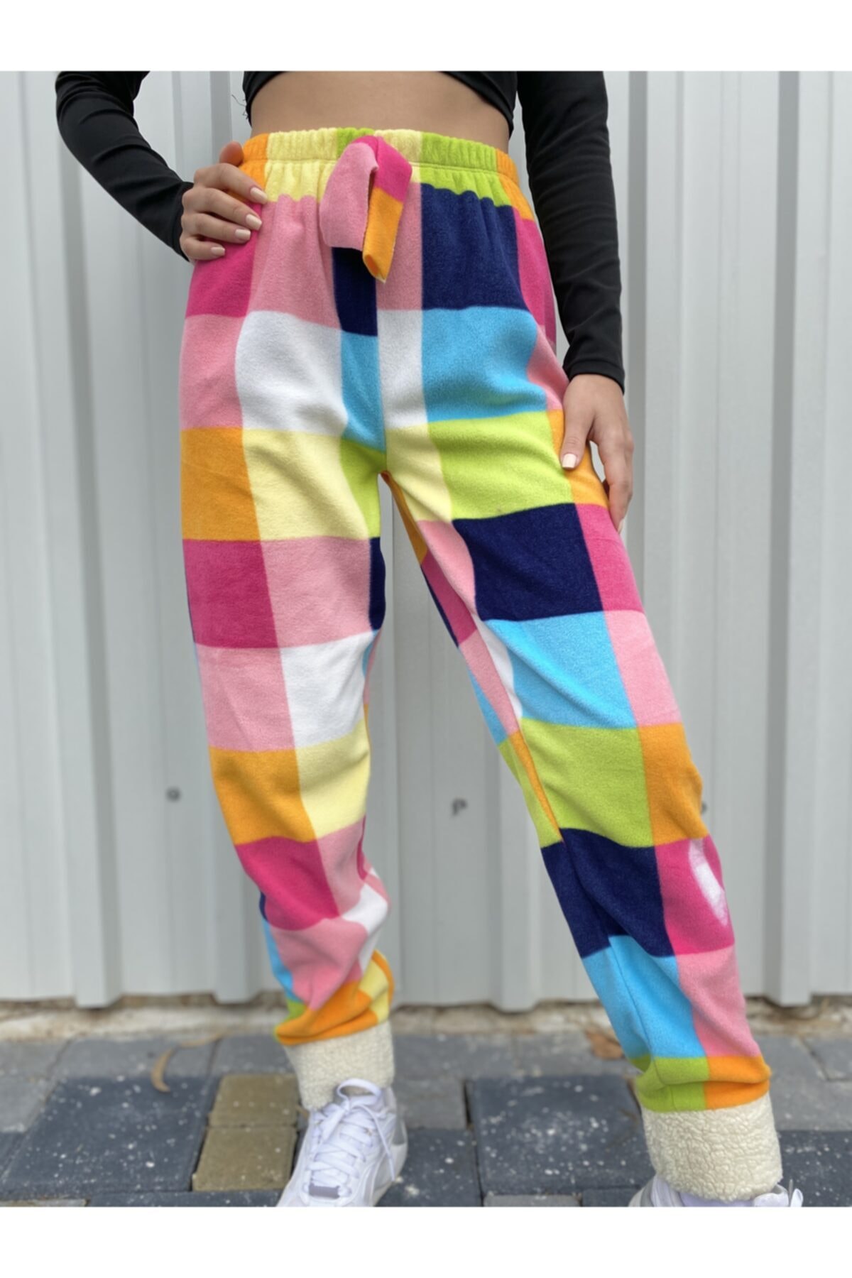VagonAdd Peluş Renkli Pijama Altı