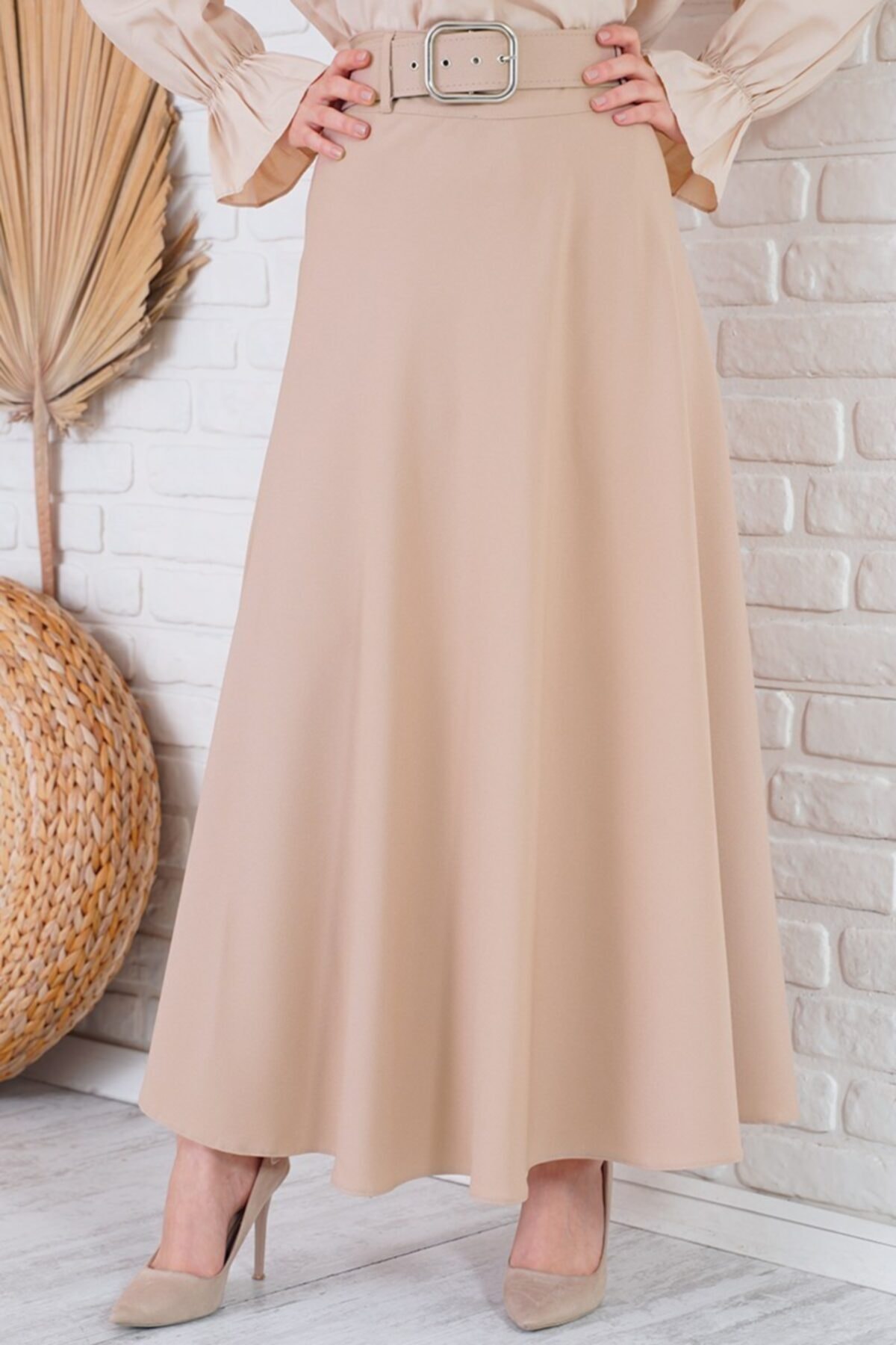 Afilva Kadın Büyük Beden Kloş Model Pudra Etek