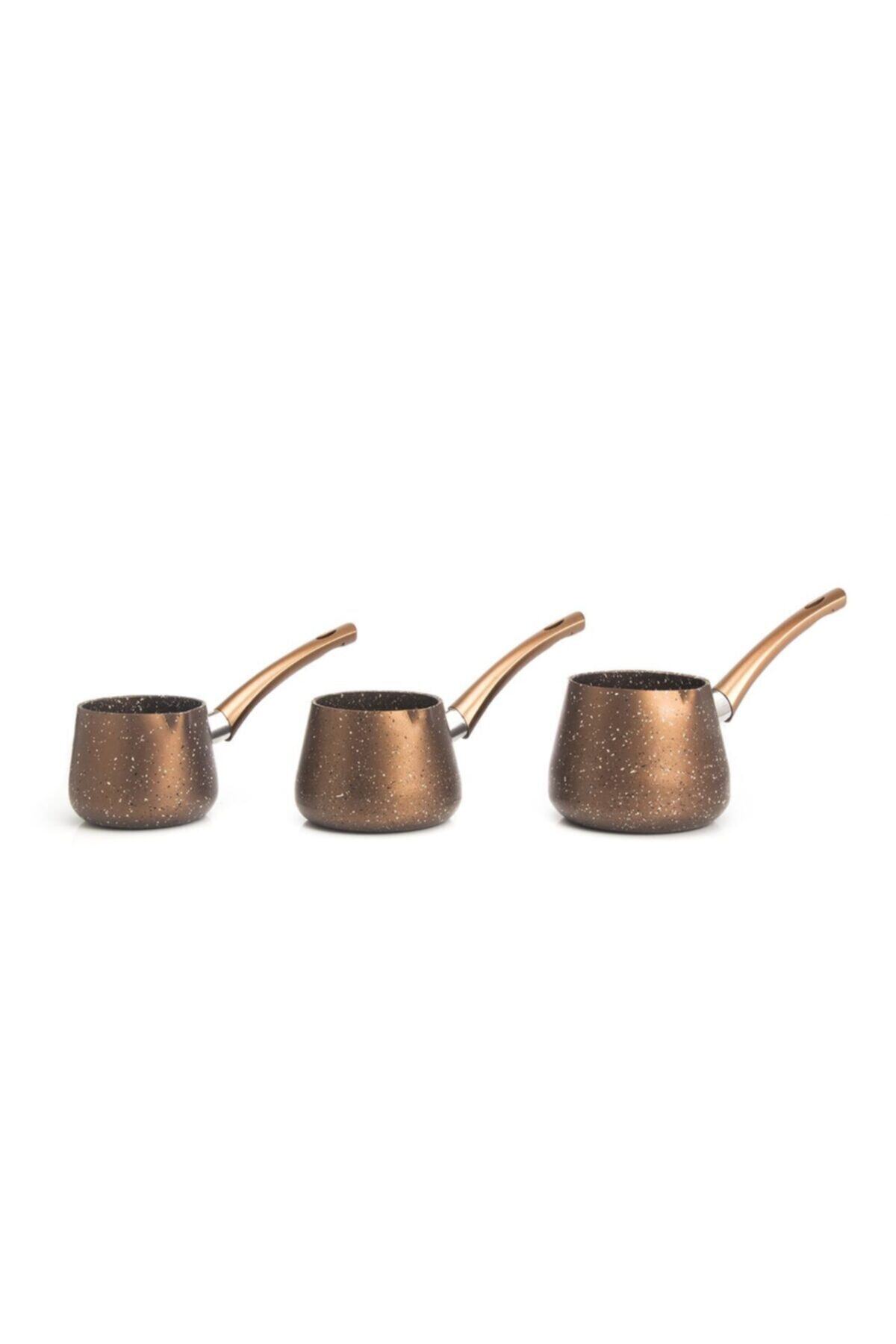 EWs Kitchenwaree Bronz Renk 3 Parça Cezve Seti