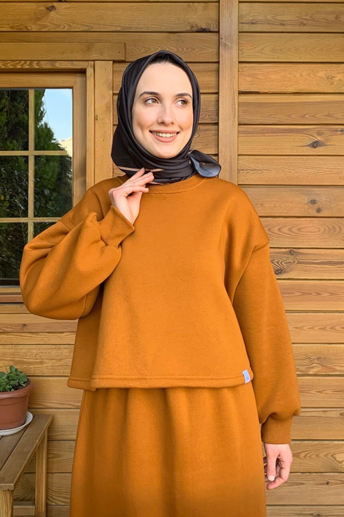 Ceylan Otantik Camel 3 Iplik Crop Sweat