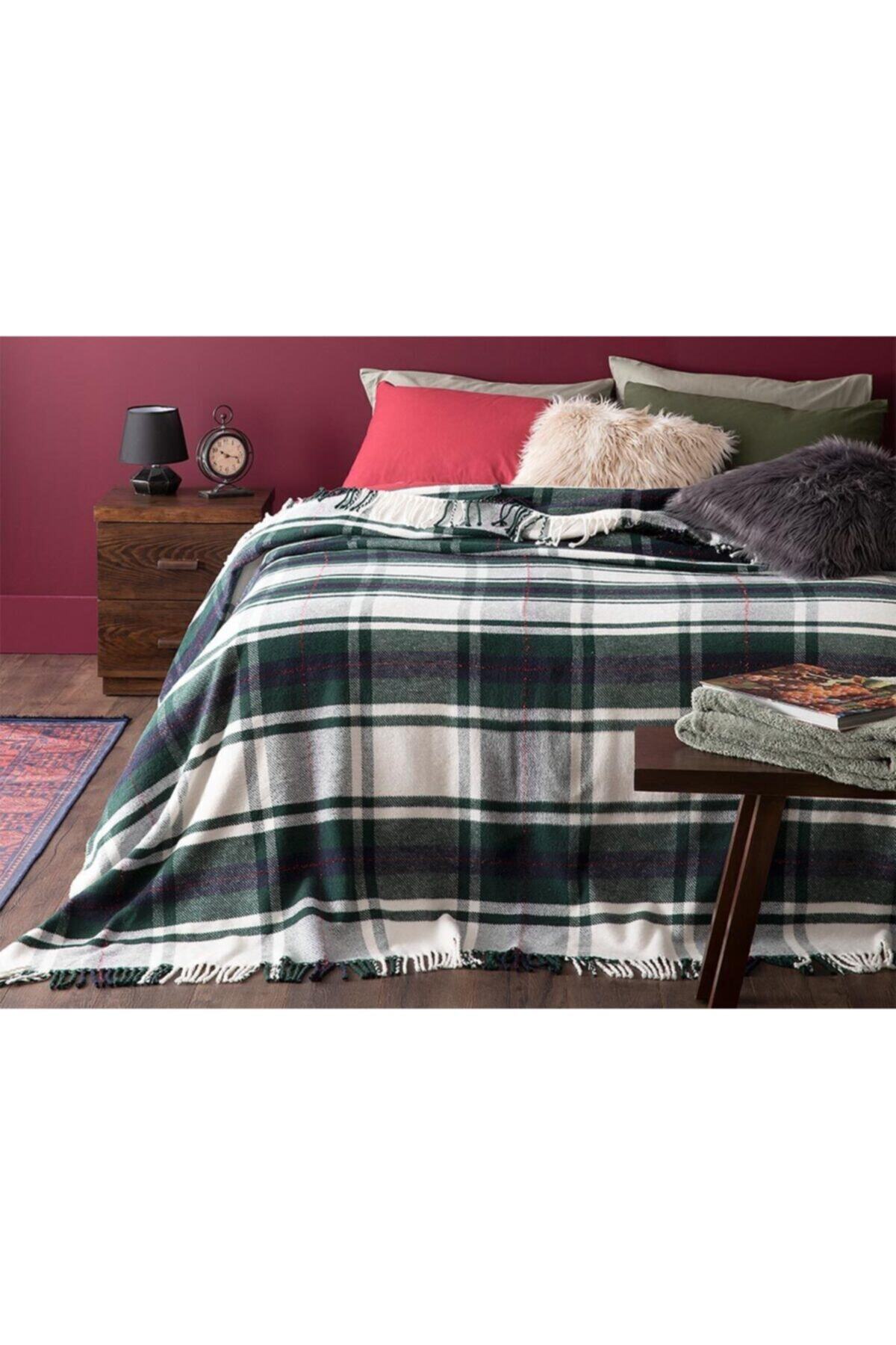 English Home Mackenzie Simli Pamuklu Yılbaşı Temalı Tek Kişilik Battaniye 150x200 Cm Yeşil