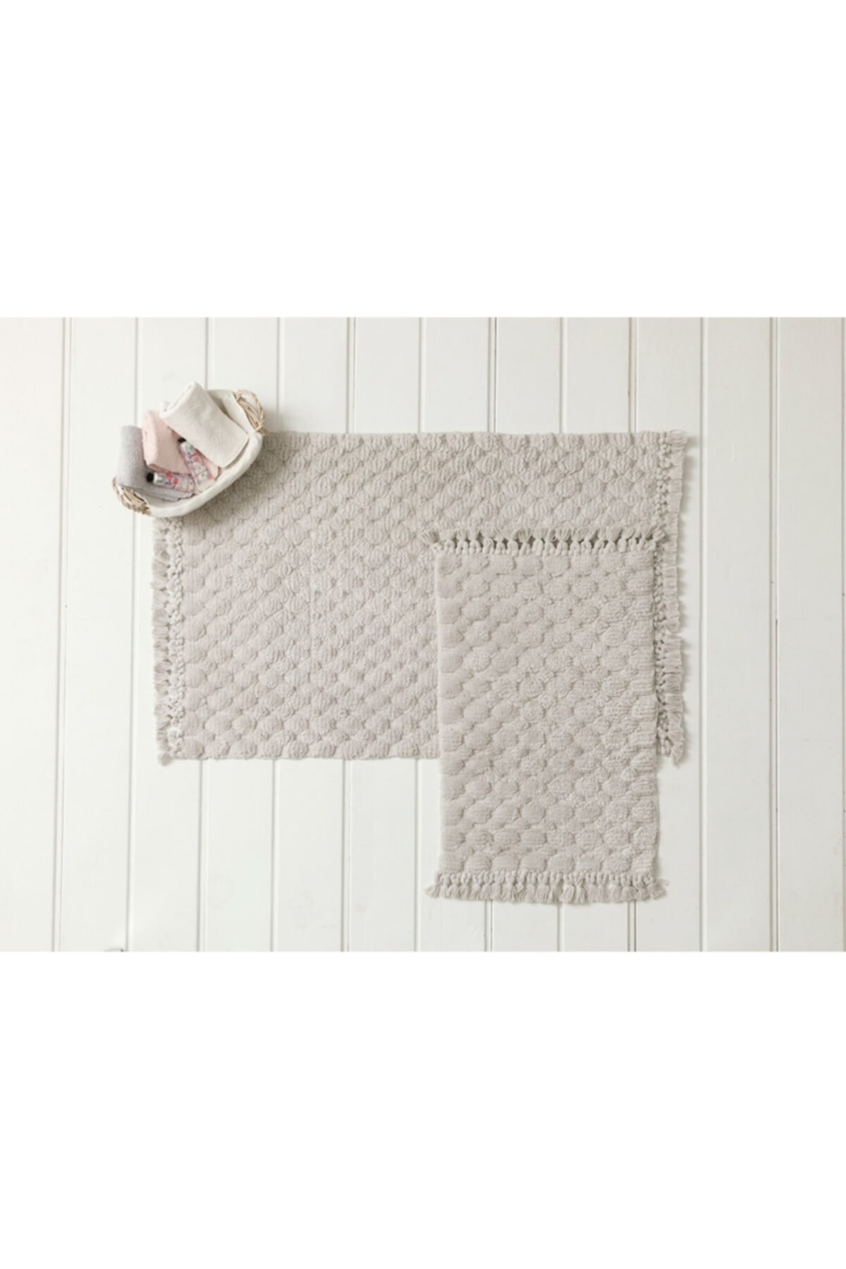 English Home Bubbles Pamuklu 2'li Banyo Paspası Seti 60x90cm+40x60cm Gri