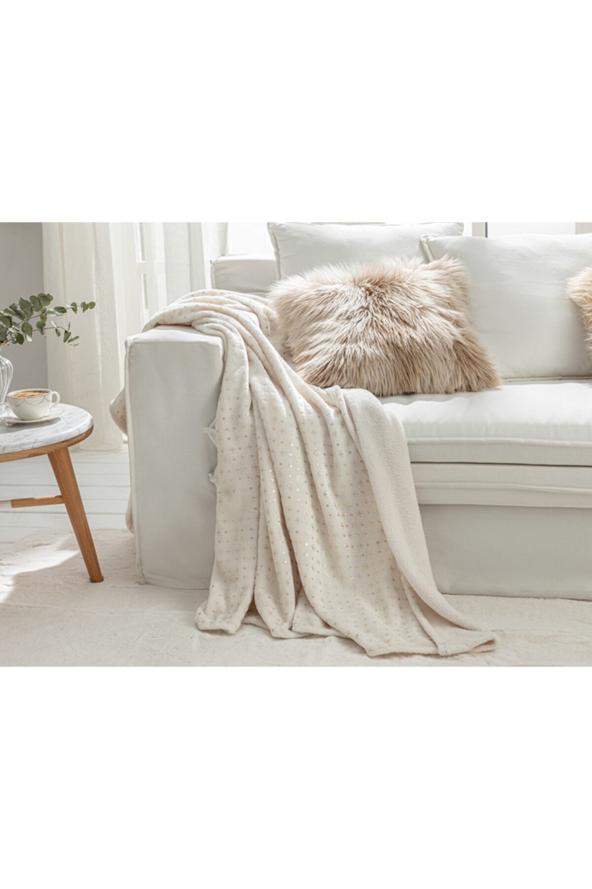 English Home Royal Glow Varak Baskılı Super Soft Tv Battaniye 130x170 Cm Beyaz-yılbaşı Özel
