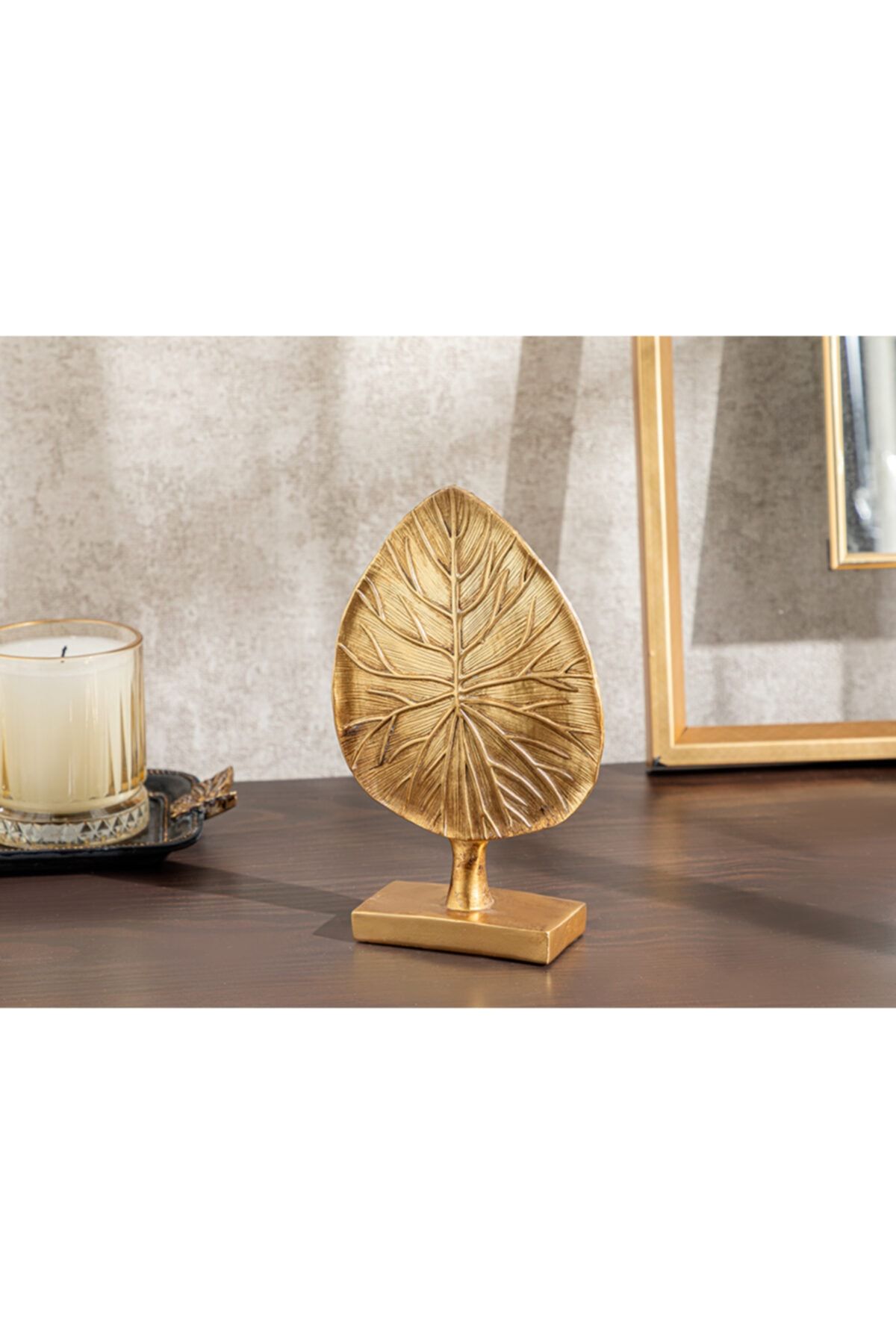 English Home Shine Leaf Dekoratif Obje 12,8x4,8x20,5 Cm Gold