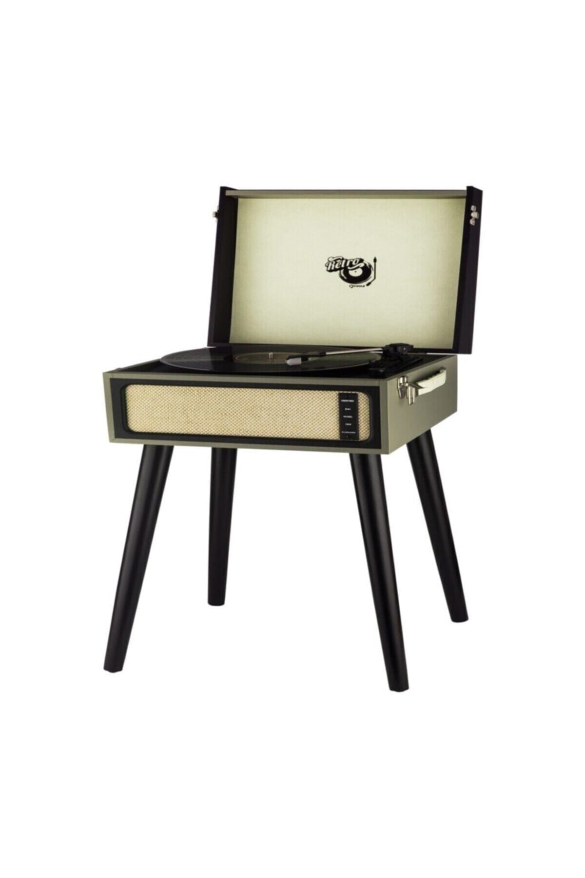 35likplakevi Ktools Retro Deri K216 Bluetooth Nostaljik Ayaklı Pikap Siyah(33, 45, 78 Devir)