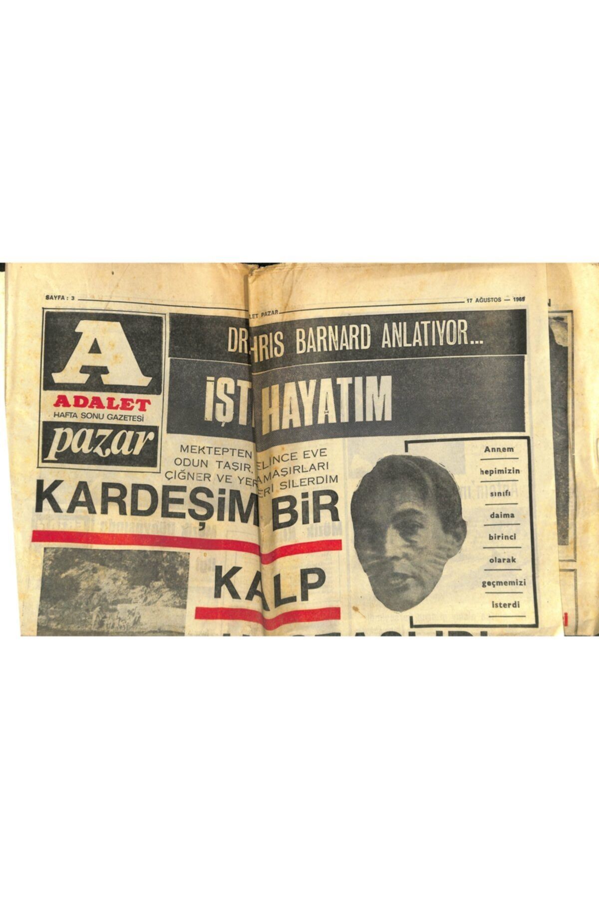 Gökçe Koleksiyon Adalet Haftasonu Gazetesi 17 Ağustos 1969 - Ap'de Veto Ele Alındı