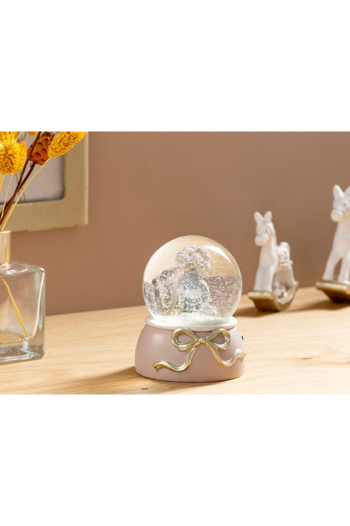 English Home Rosy Kar Küresi 7,5x7,5x9 Cm Pembe - Gri-yılbaşı Özel