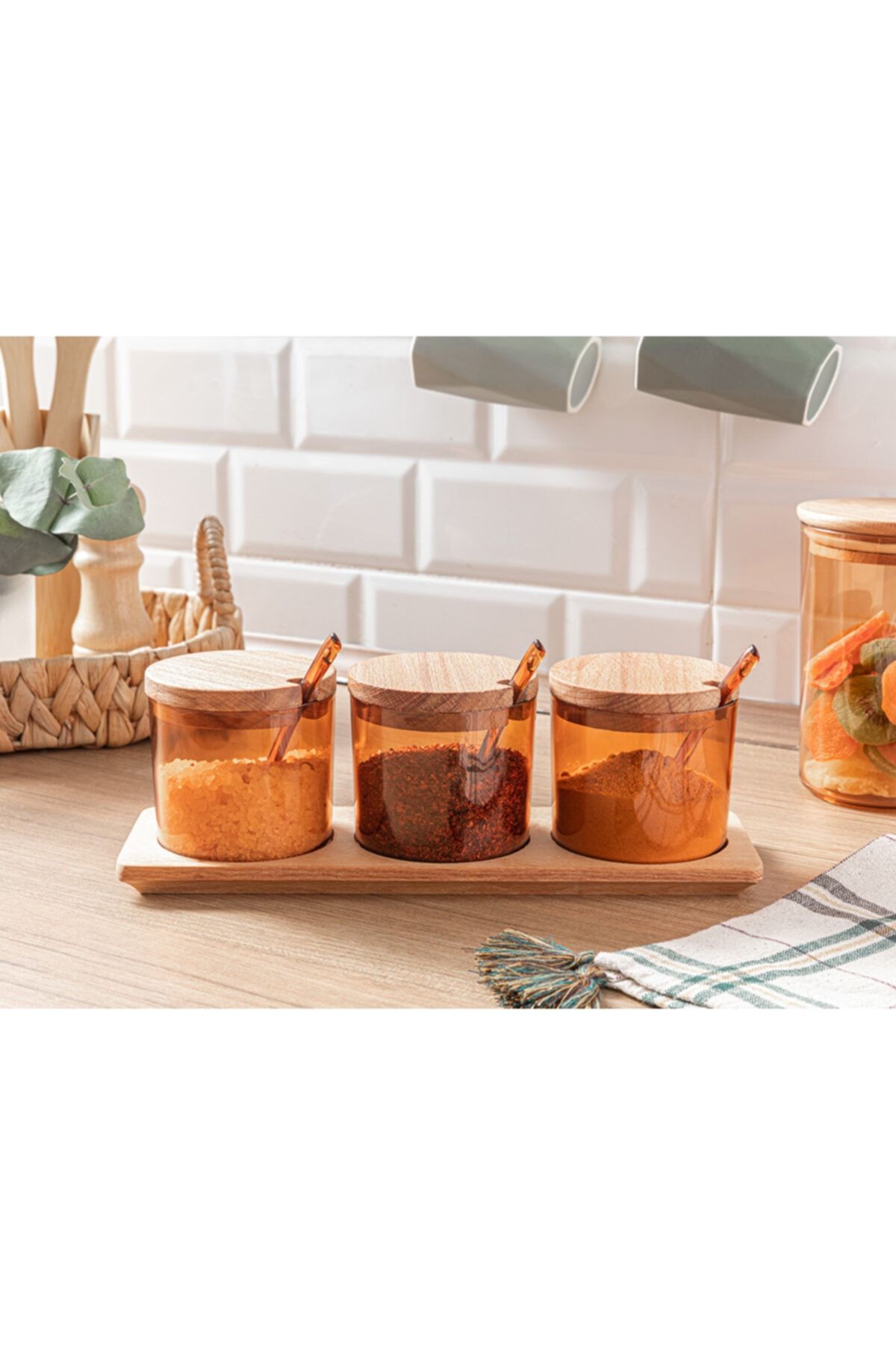 English Home Carlisa Plastik 3'lü Baharatlık 330 Ml Amber