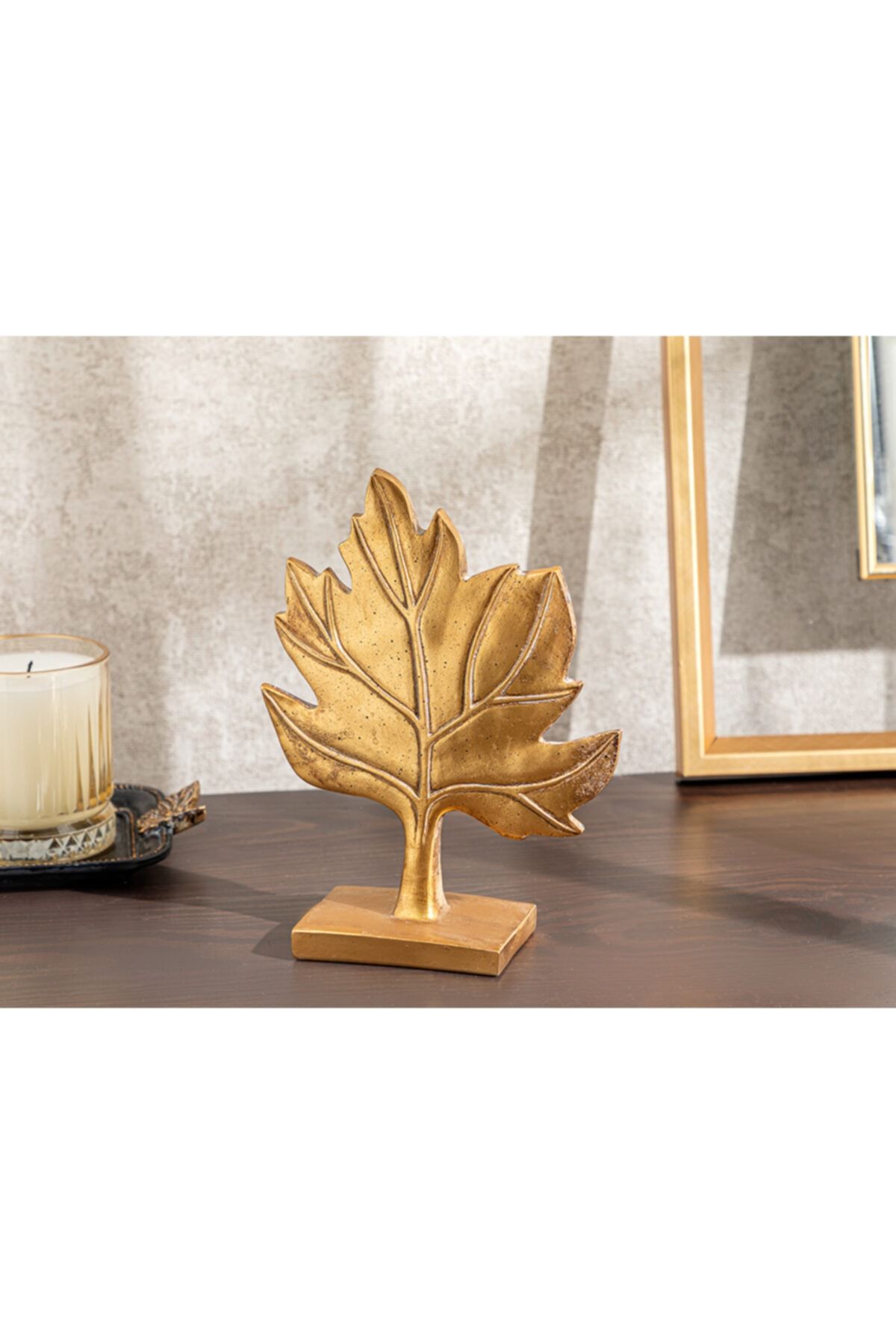 English Home Elegant Leaf Dekoratif Obje 16x6,5x22 Cm Gold