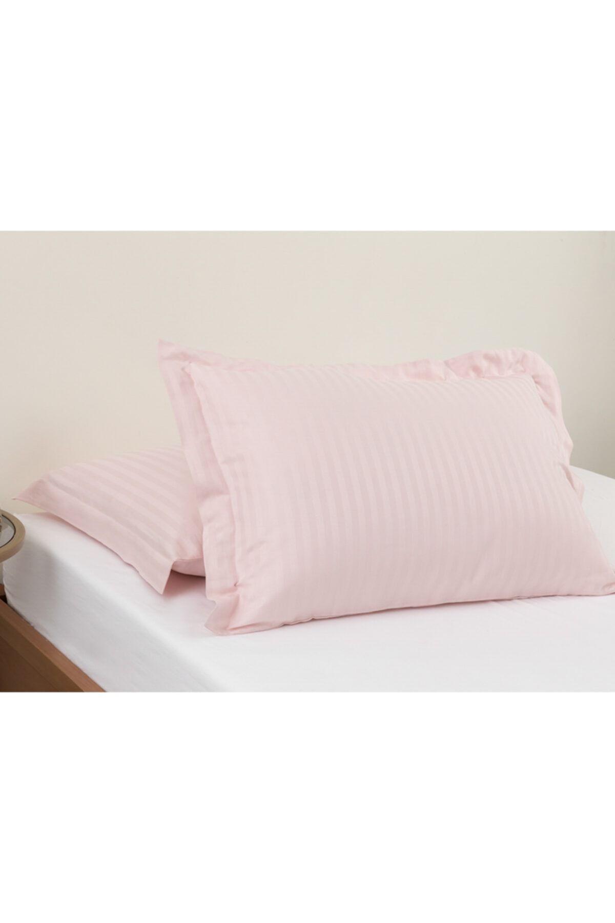 English Home Crystal Ipeksi Twill 2'li Kulaklı Yastık Kılıfı 50x70 Cm Pembe