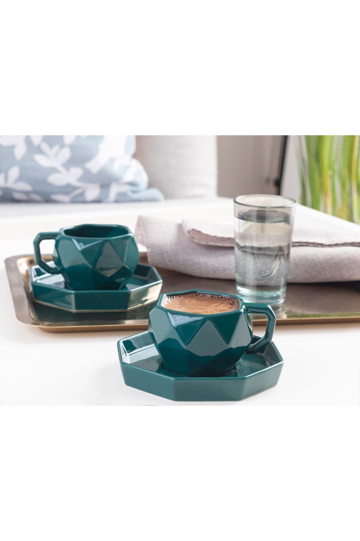 English Home Oscar Porselen 2'li Kahve Fincan Takımı 80 ml Yeşil